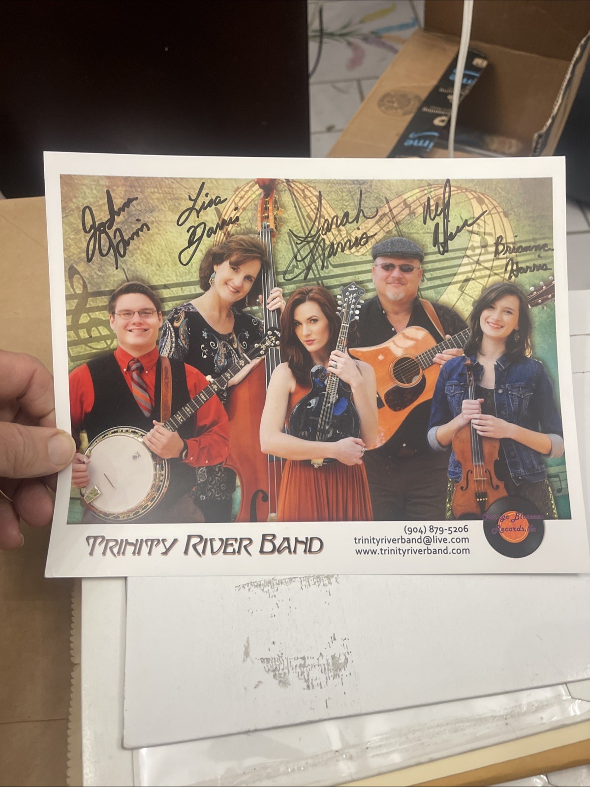 Trinity River Band Signed Autographed Promo Poster Photo Bluegrass Jonah Lisa