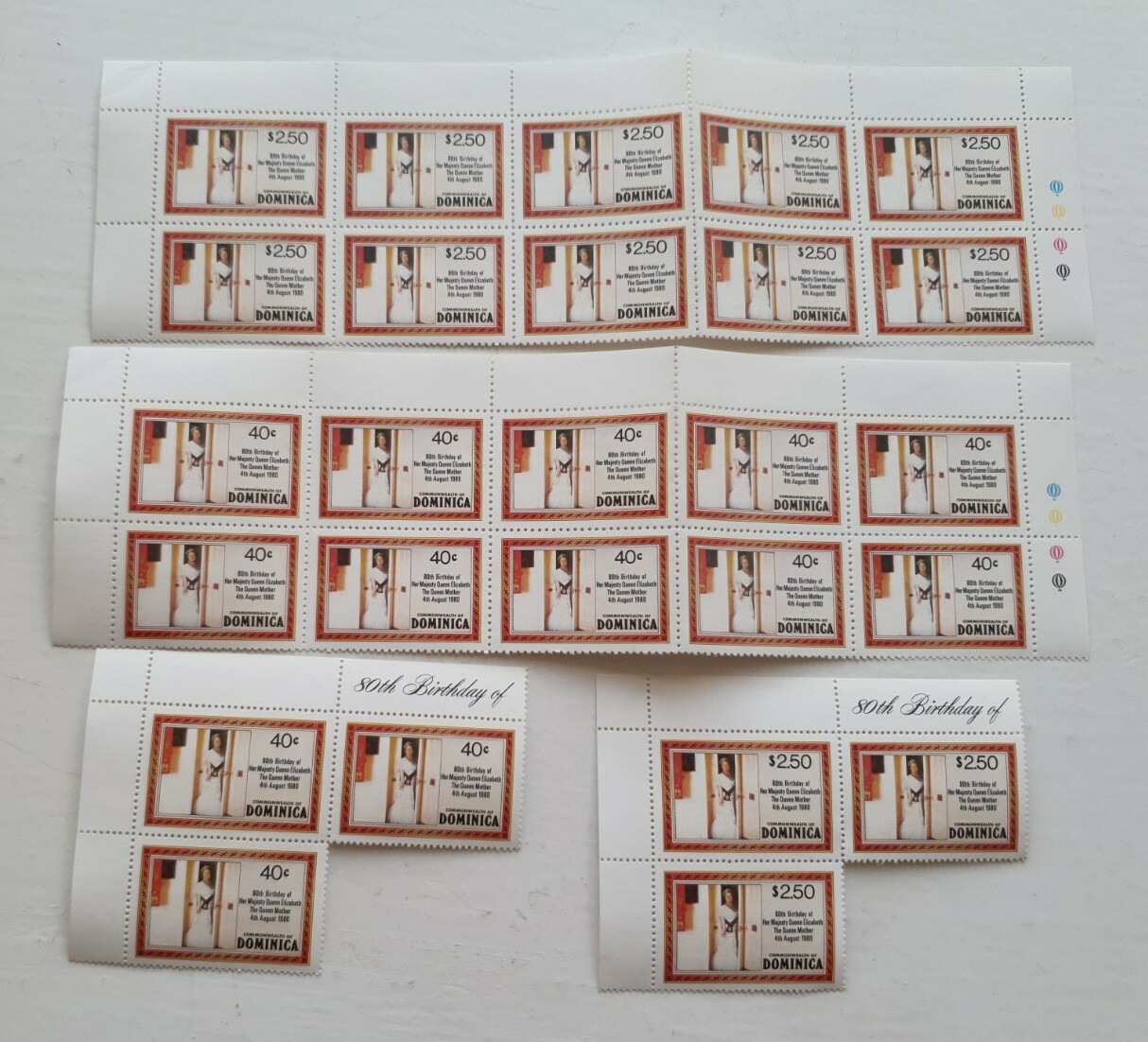 Dominica 1980 Scott #676 & 677 Mini Sheets Queen Mother 80th Birthday Mint NH