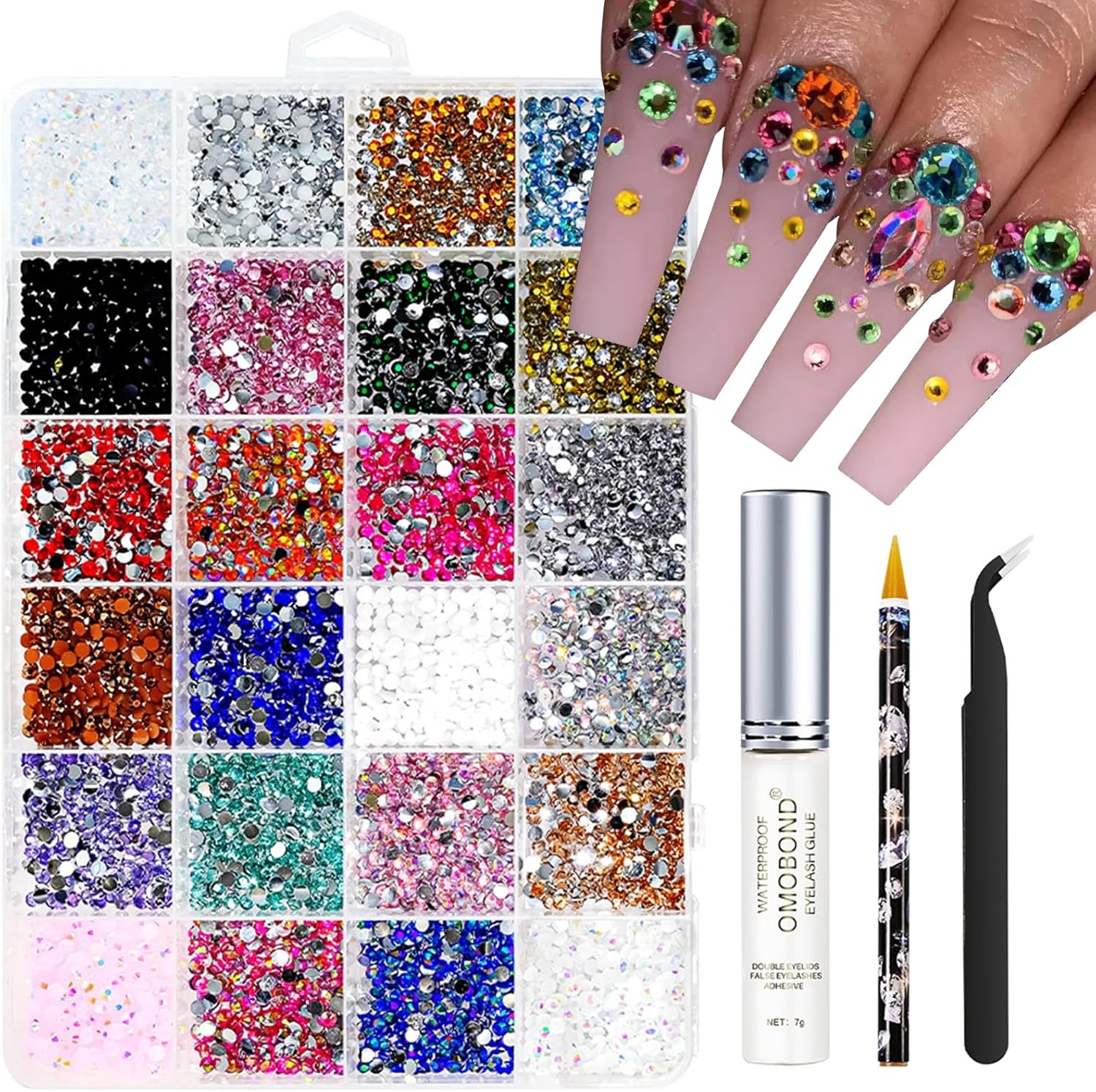 Multicolor 3mm Flatback Rhinestones for Crafts Nail Art Clothing Shoes Tumblers