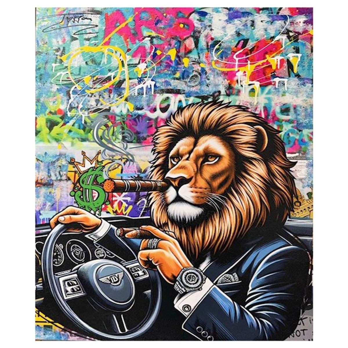 Jozza, "Cuban Cigar" Unique Mixed Media on Canvas, Hand Signed Inverso with Lett