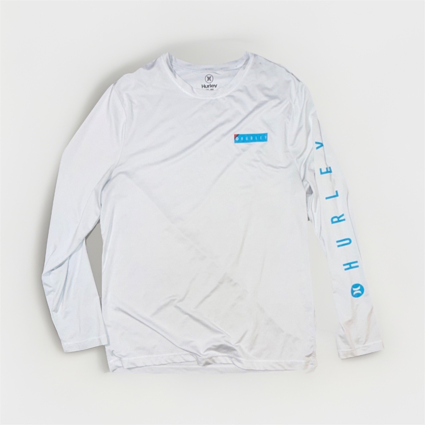 Hurley White Long Sleeve Rash Guard Medium 100759 89% Polyester 11% Spandex