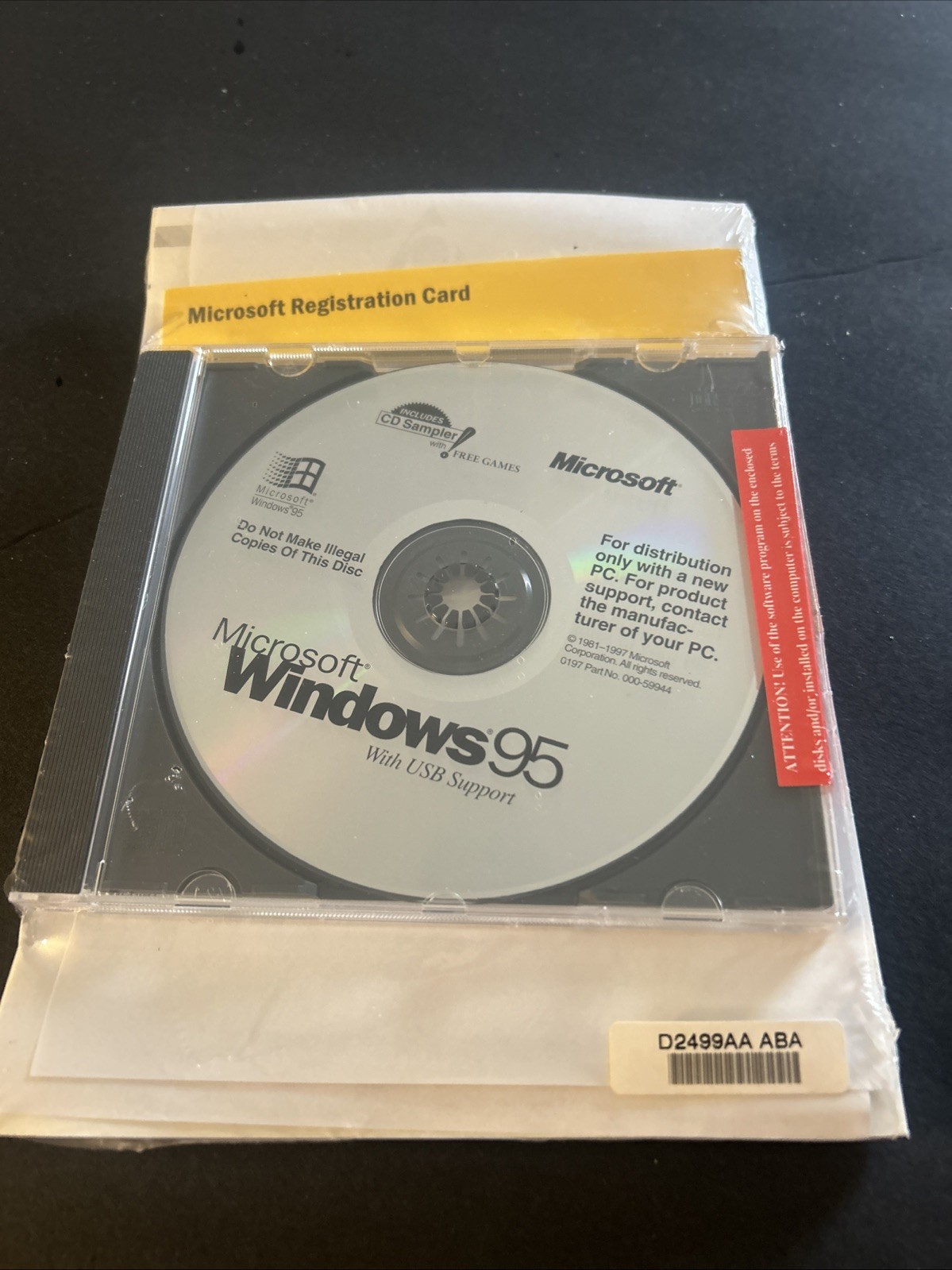 Microsoft Windows 95 OEM CD + COA | Sealed Vintage Software | AOL Trial Insert