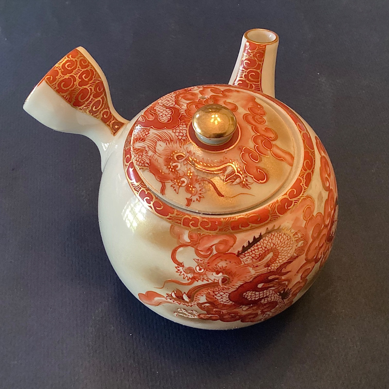 ~ Antique Japanese Kutani ware kyusu ceremonial Teapot - Signed
