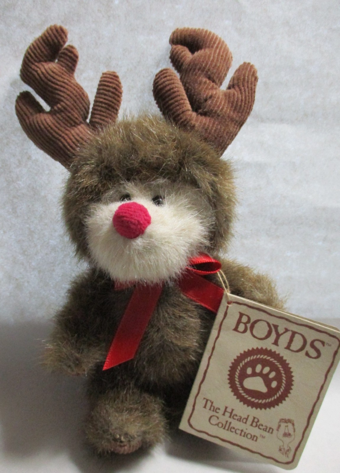 VINTAGE BOYD'S BEARS TEDDY BEAR ELMER, JOINTED, IN MOOSE COSTUME 5" BEAR, BOYDS