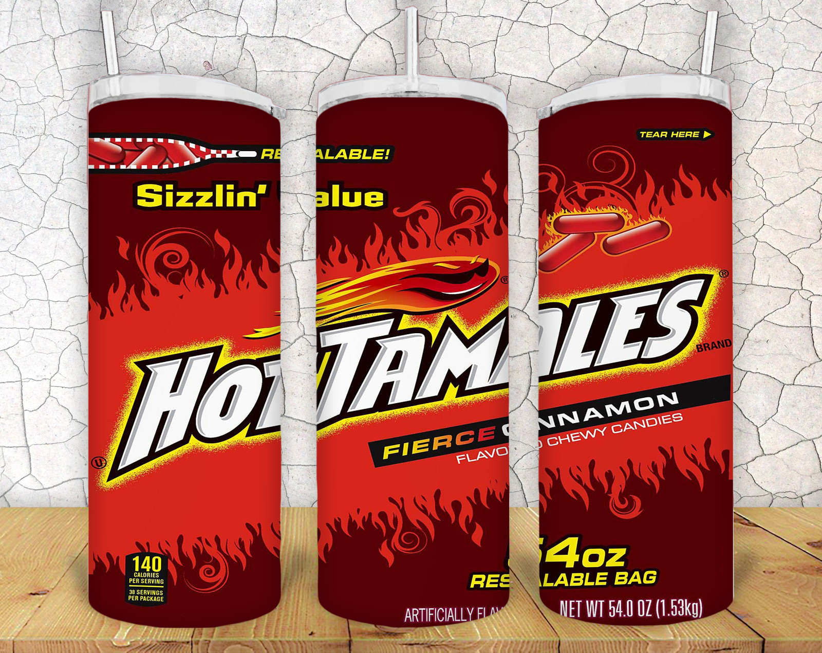 20 oz. Skinny Tumbler - Hot Tamales Candy!