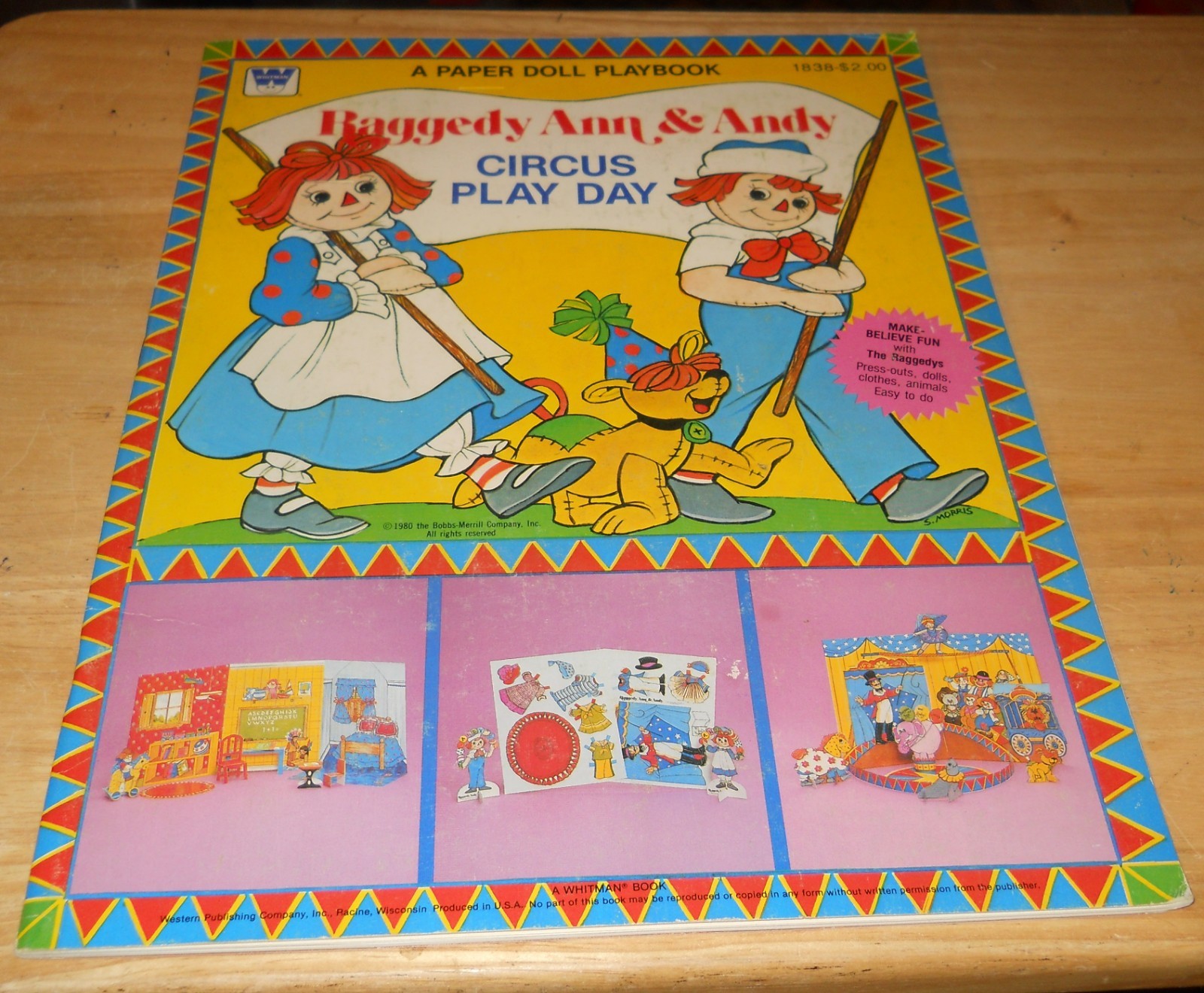 Vintage Whitman Raggedy Ann & Andy Circus Play Day Uncut Paper Dolls Book 1980