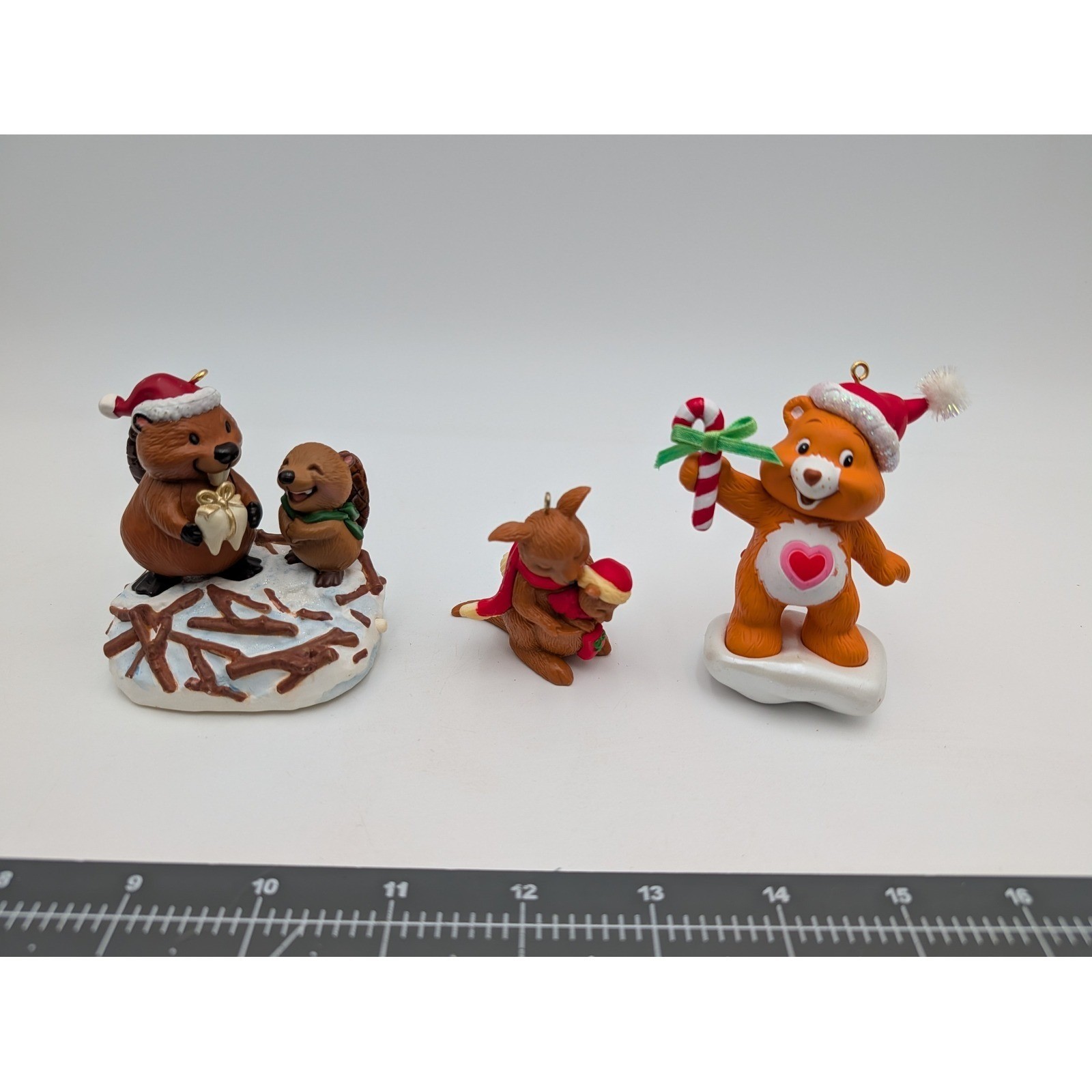 Hallmark Care Bears Avon Christmas Ornaments Lot 3 Beaver Kangaroo Tenderheart