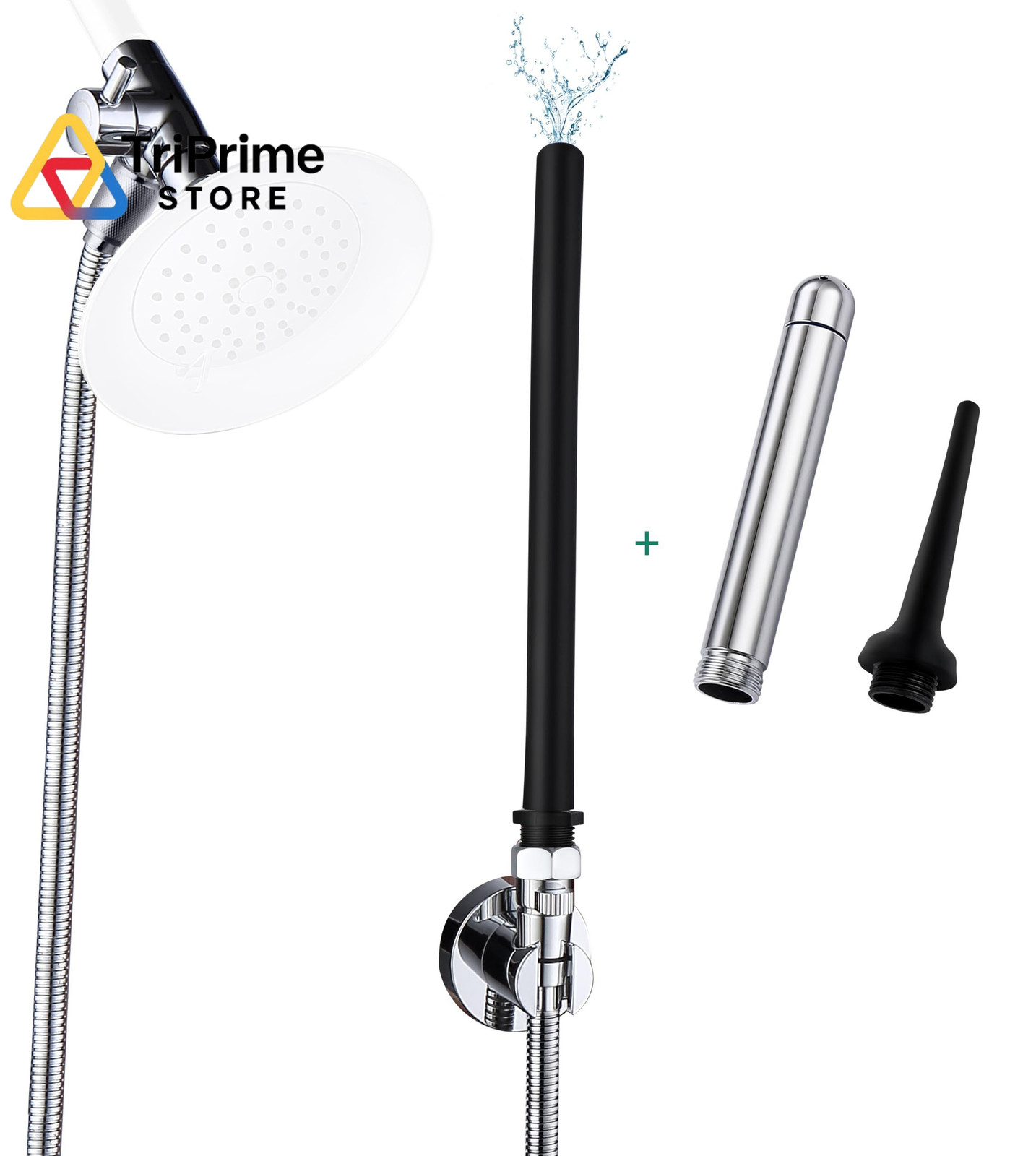 Shower Enema System with Water Control Valve, 100 Inches Hose, Chrome 