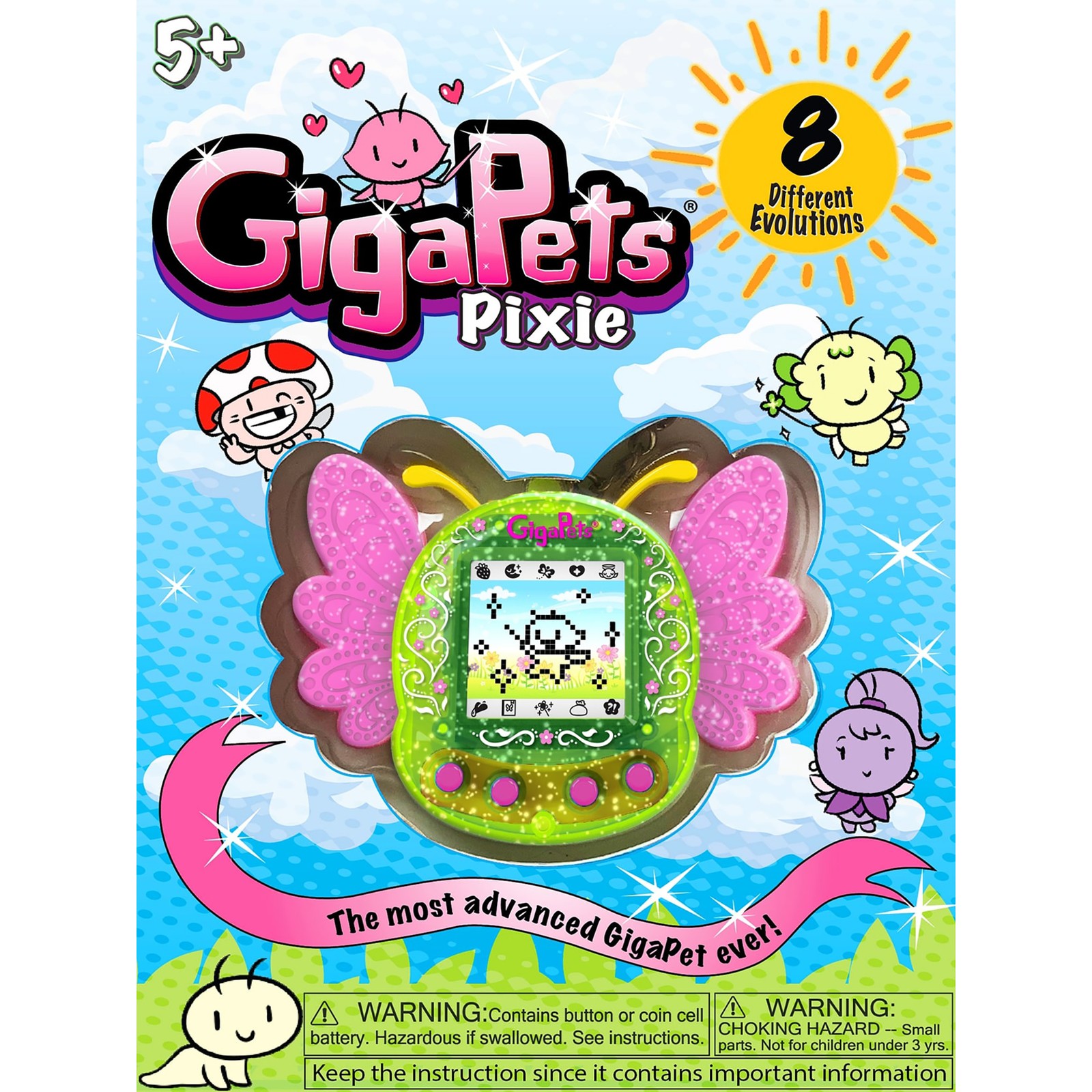 GigaPets: Pixie Virtual Interactive Pet Keychain, Kids Ages 5+