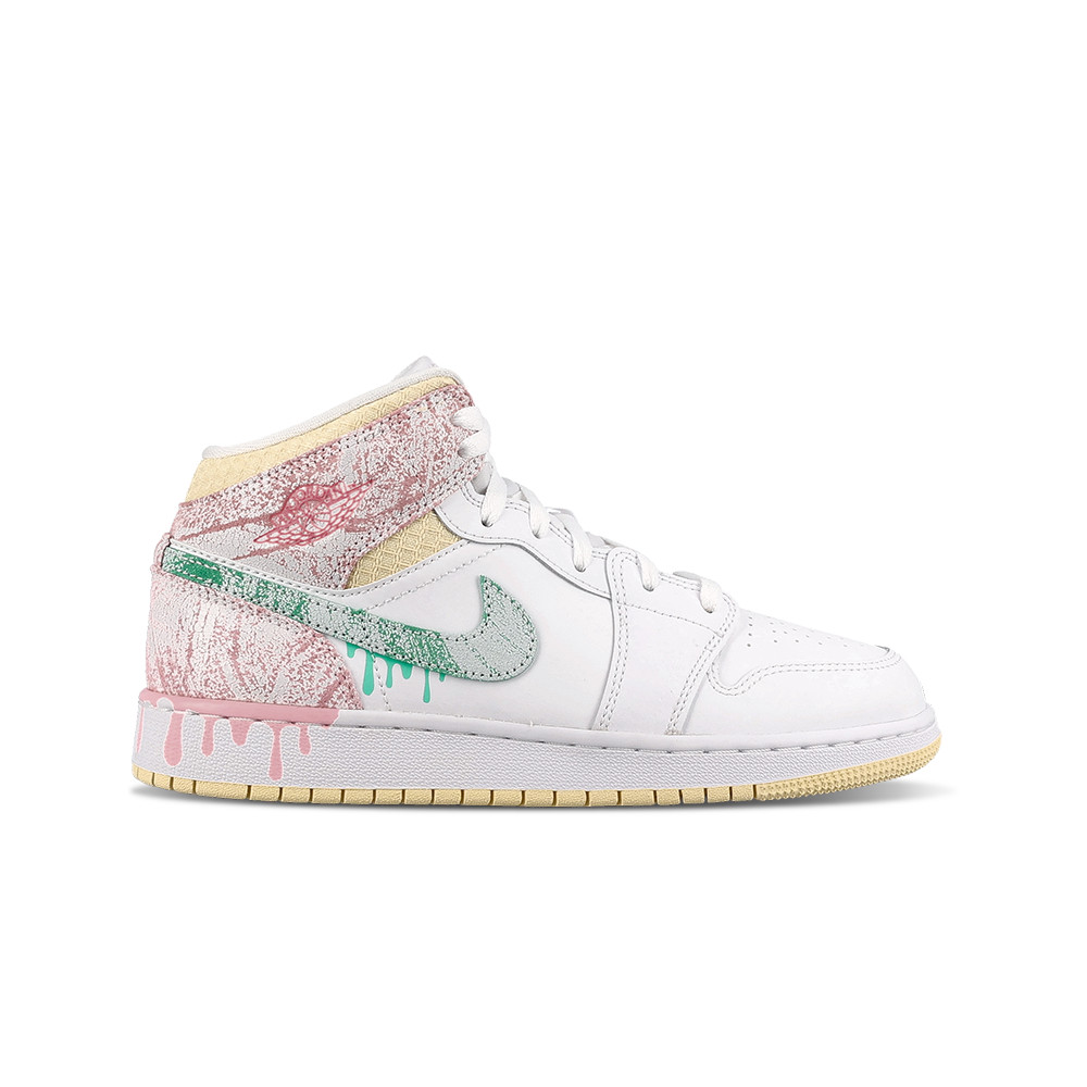 Jordan 1 Mid SE Paint Drip GS Sneakers