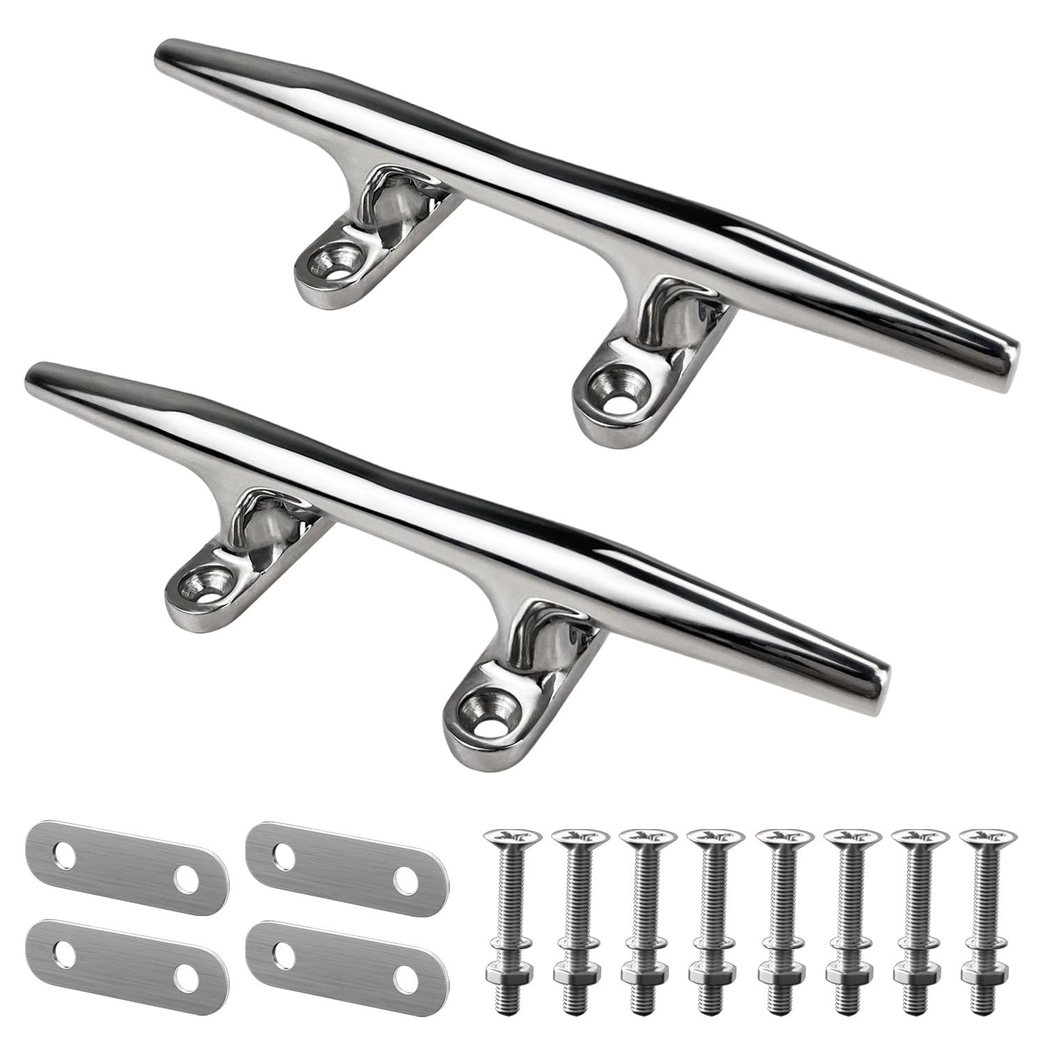 Boat Cleat,2 Pack 10 inch 316 Stainless Steel Open Base Dock Cleat Rope Cleat...
