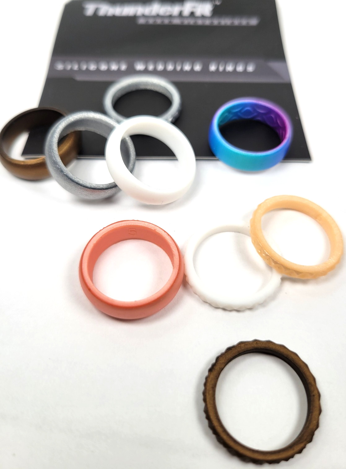 Ladies Silicone Ring Size 5 ThunderFit Ladies Temporary Wedding Band - 9 PC