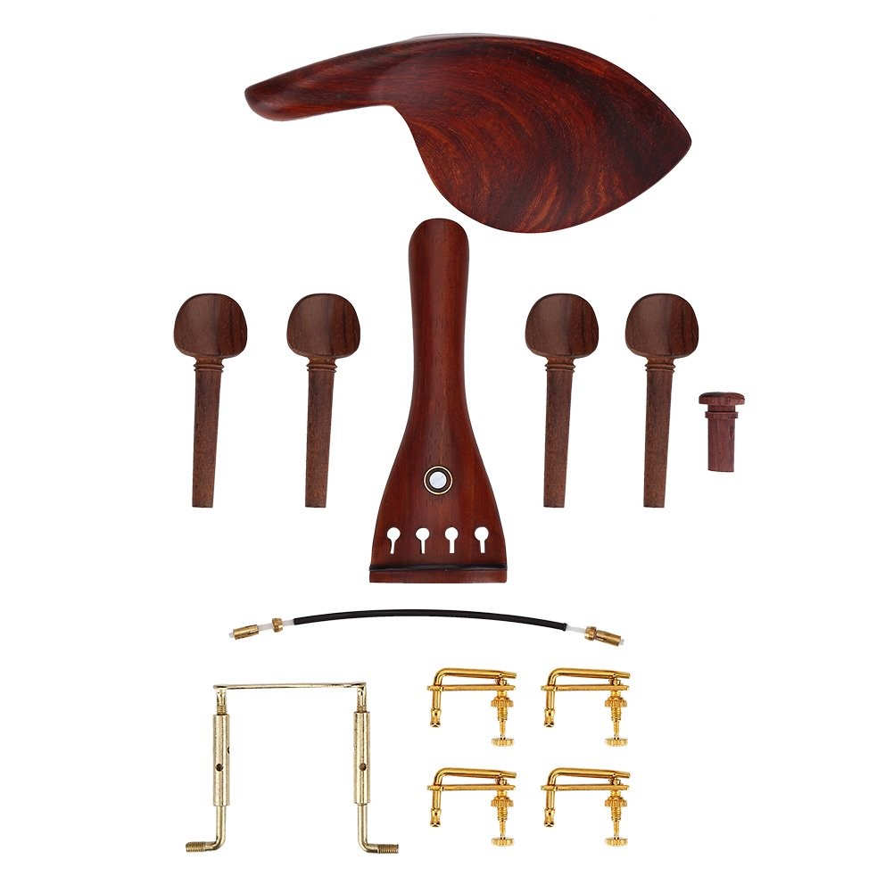 Rosewood Violin 4/4 Fittings Set with Tailpiece Endpin Tuners Chin Rest Tail ...