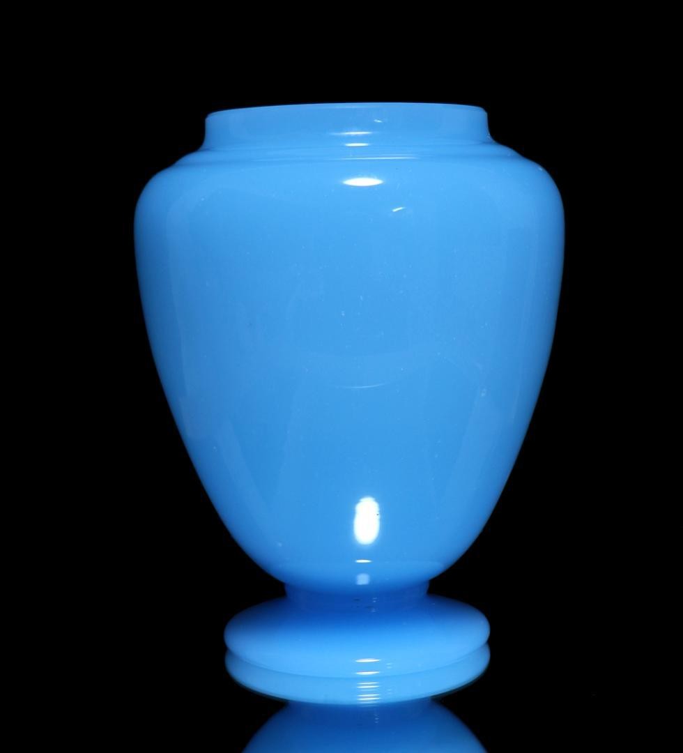 Old Baccarat Rare 1970 Large Sky Blue Opaline Crystal Vase