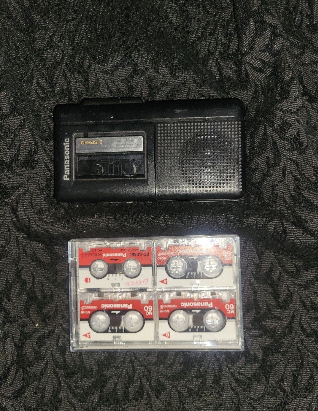 Vintage Panasonic RN-102 Micro Cassette Recorder  w/ 4 Cassettes TESTED WORKS