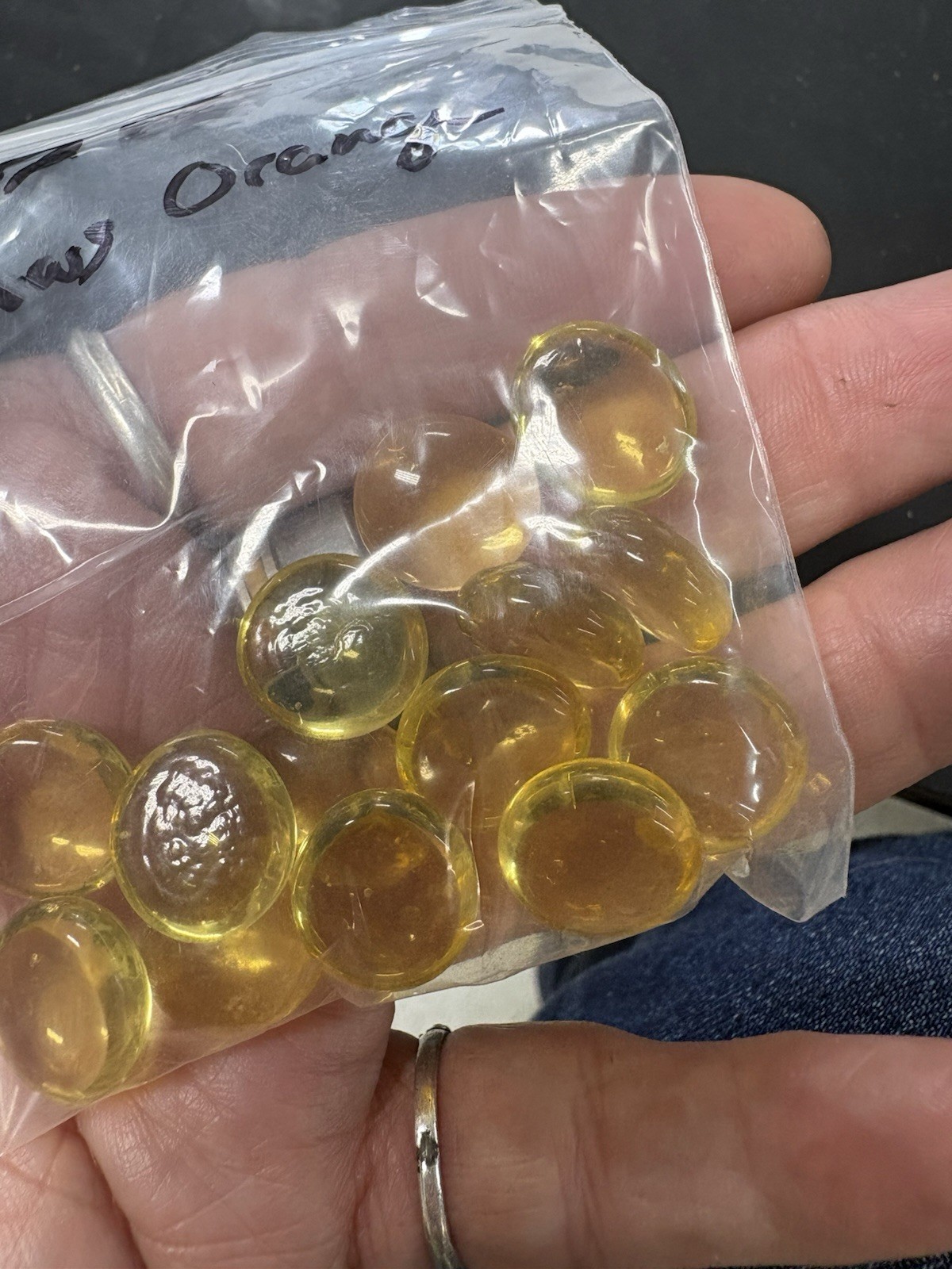 14 - UV Reactive Orange Glass Mosaic Gems Glass Craft Tiles