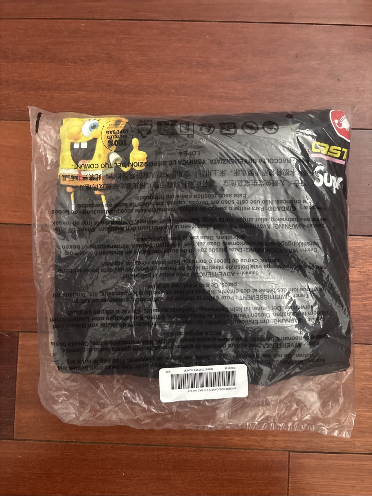 Supreme SpongeBob Castelli Racing L/S Tee Black Men's Size XXL