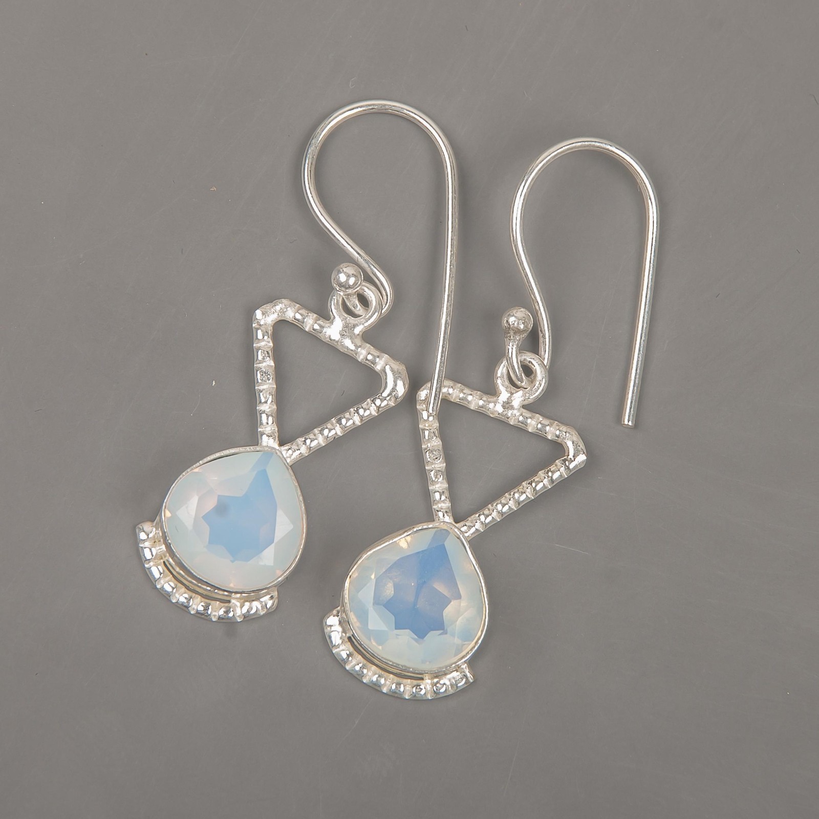 Sterling Silver Genuine Milky Opal Bezel Set Daughter Wedding Earrings Jewelry