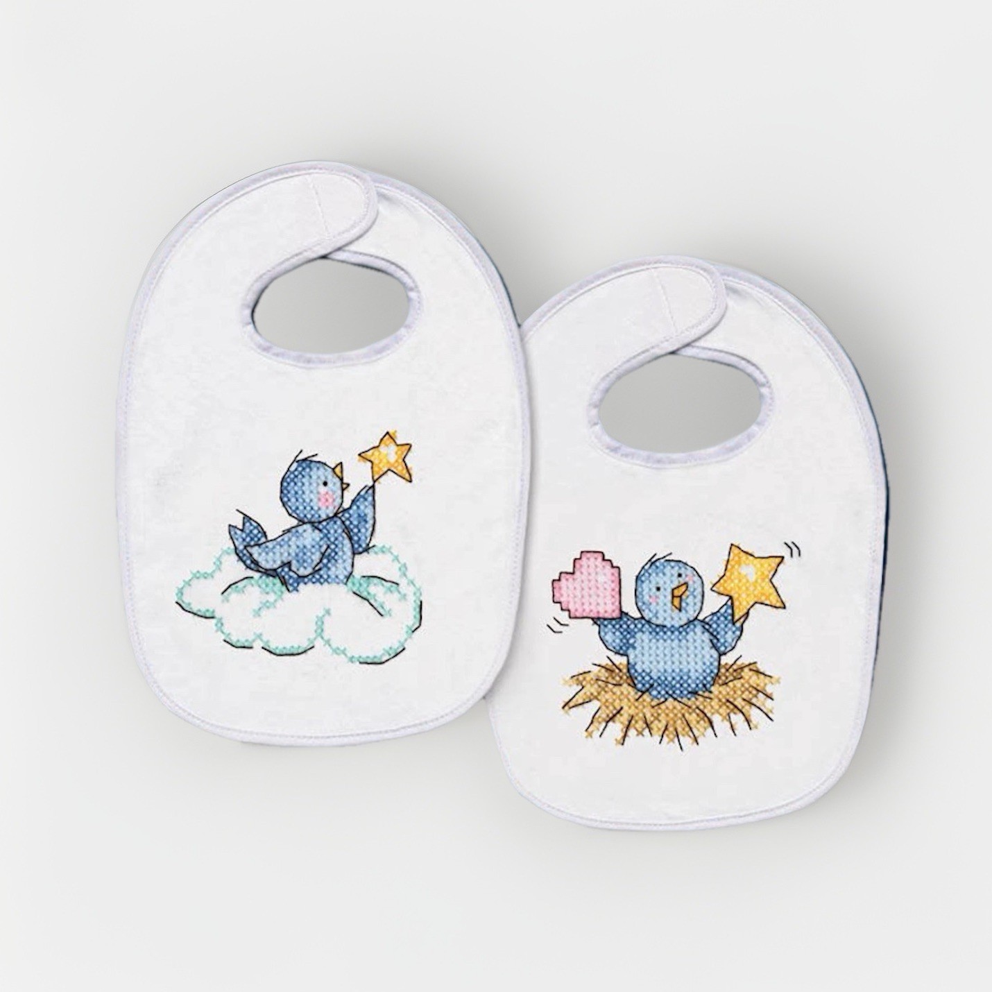 Cross Stitch Kit Tobin Baby Birds Baby Bib Set (2 Bibs) #T21768 UPC 021465217680