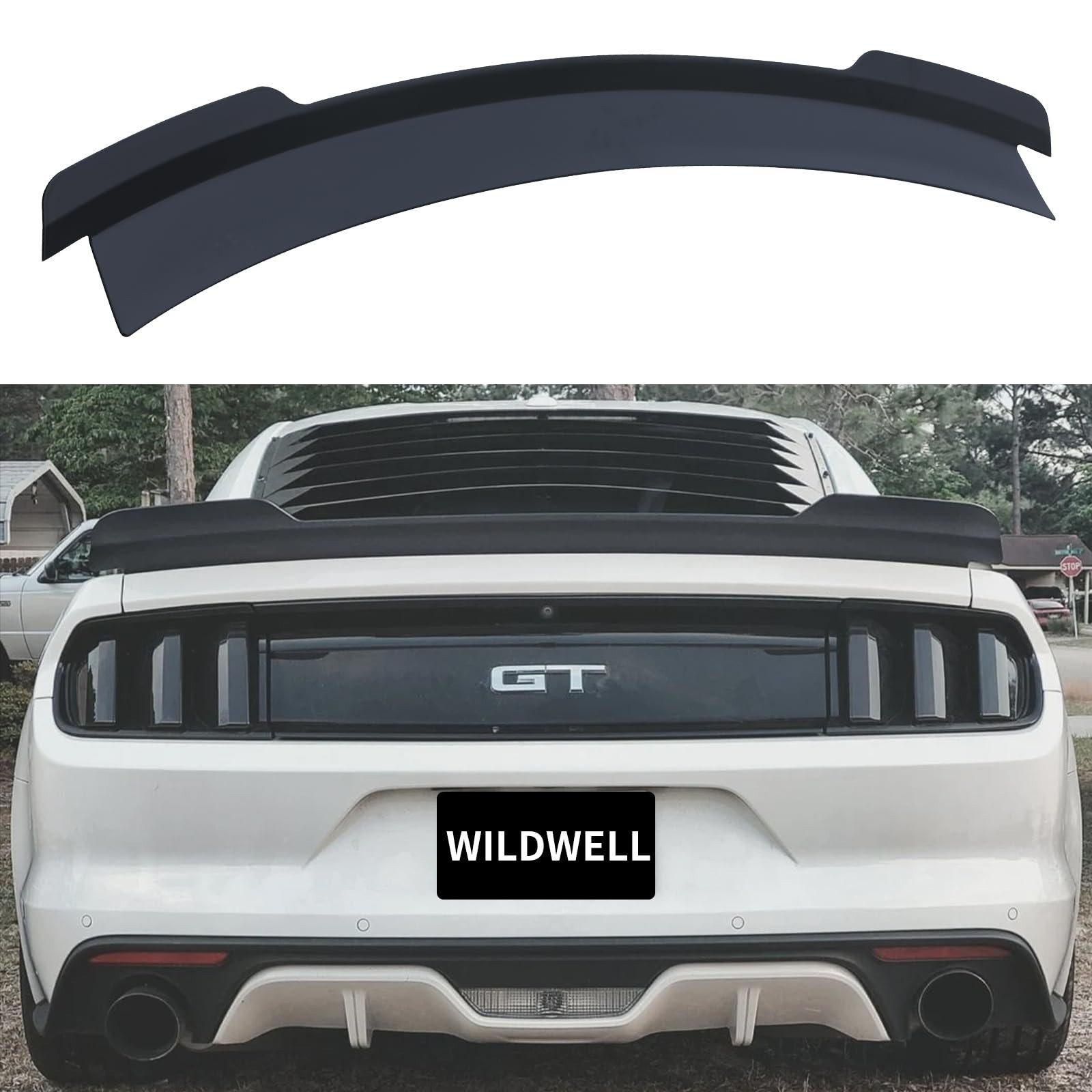 WildWell GT Rear Spoiler for 2015-2023 Ford Mustang Fastback & Convertible Mo...