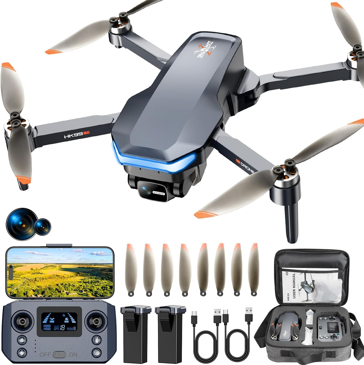 GPS Drone with 4K Camera for Adults, Foldable RC Quadcopter with 1312Ft Range Vi