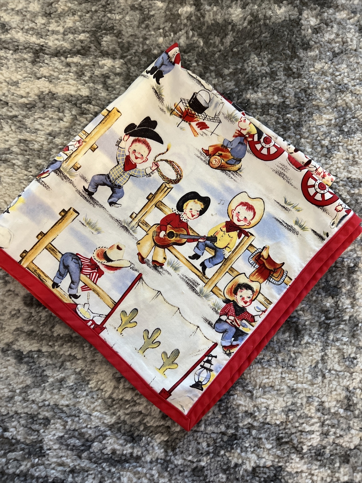 Cowboy Cowgirl Red Handmade Red Blue Ranch Cottage Valance Curtain 41x21"-