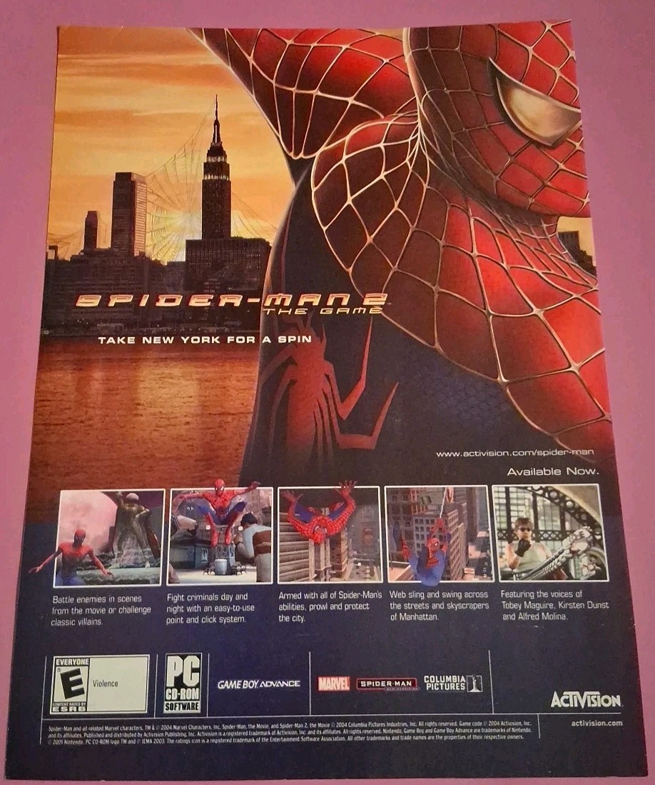 Spider-man 2 Video Game Vintage Print Ad 2004 8x11
