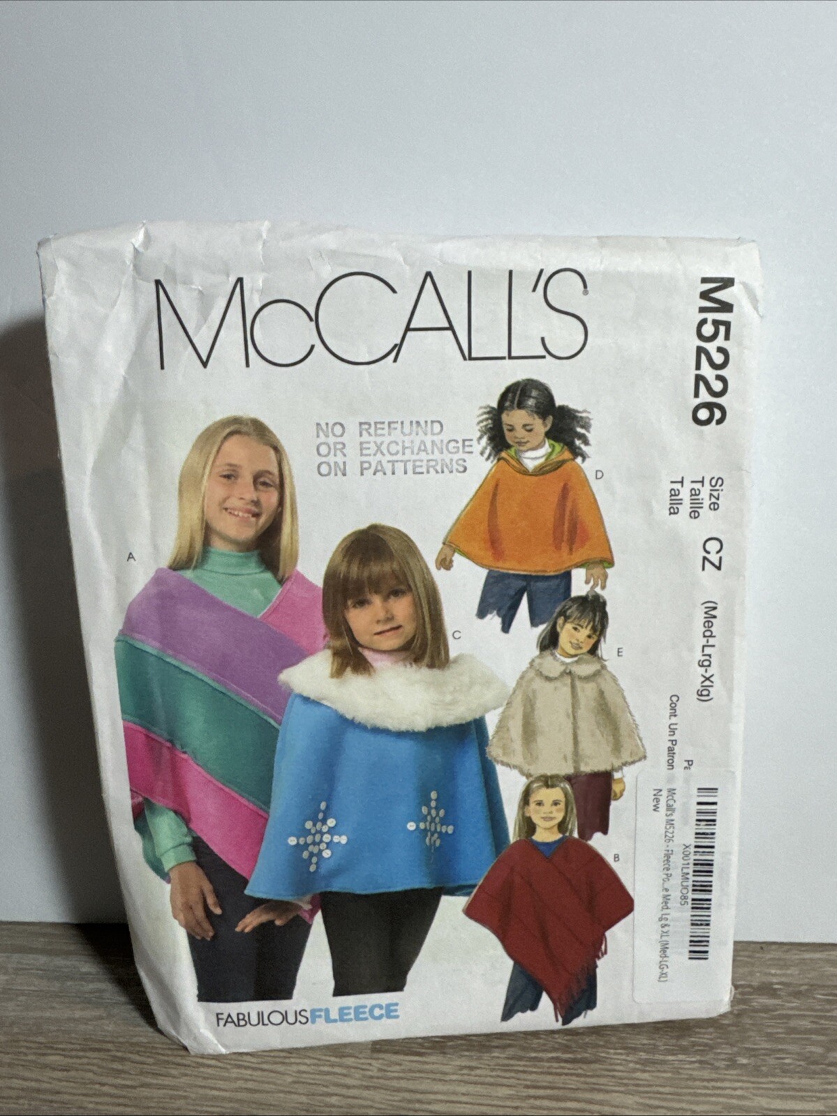 McCalls 5226 Girls Poncho Jacket Pattern 7-16 *Uncut*