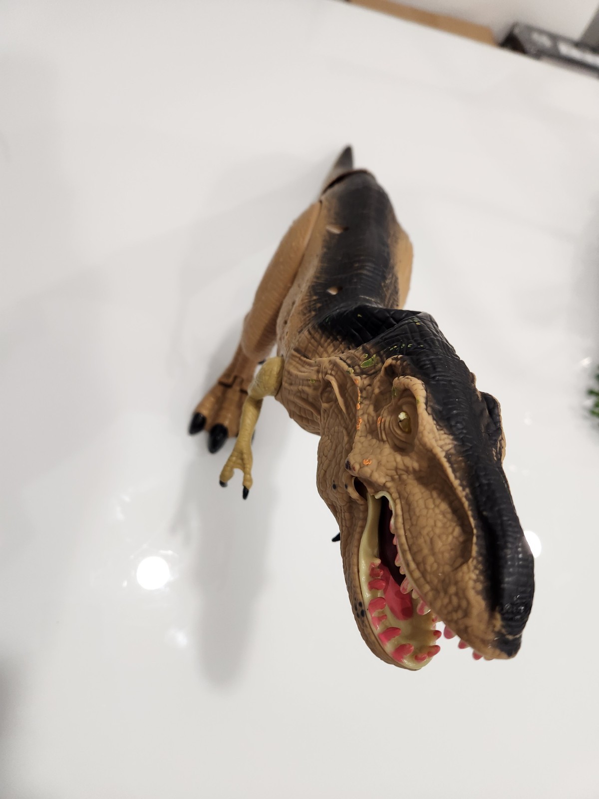 Electronic T-Rex Dinosaur Toy Walking Roaring Sounds Lights Brown Black Tested