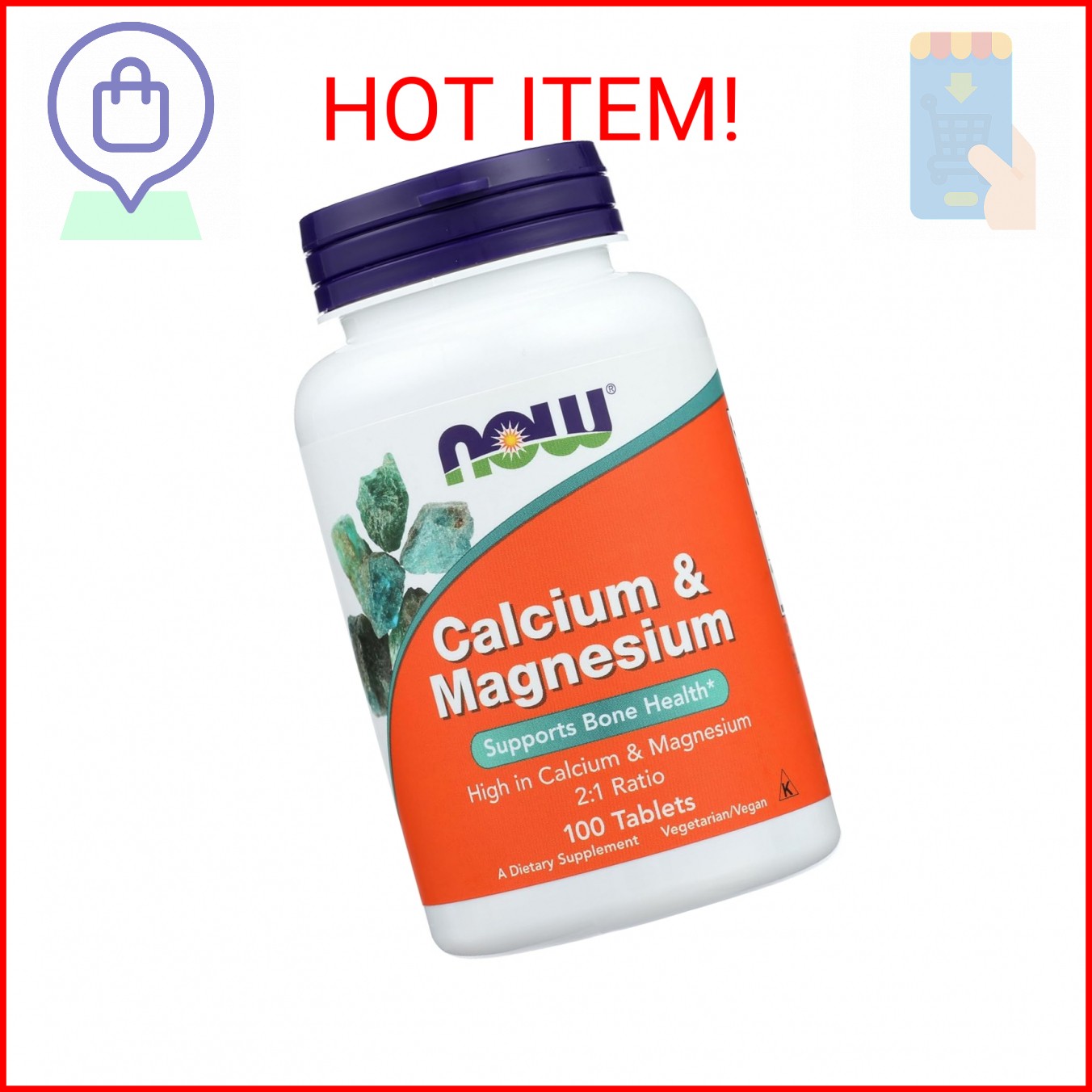 Calcium Magnesium 500/250mg Tablets, 100 Count