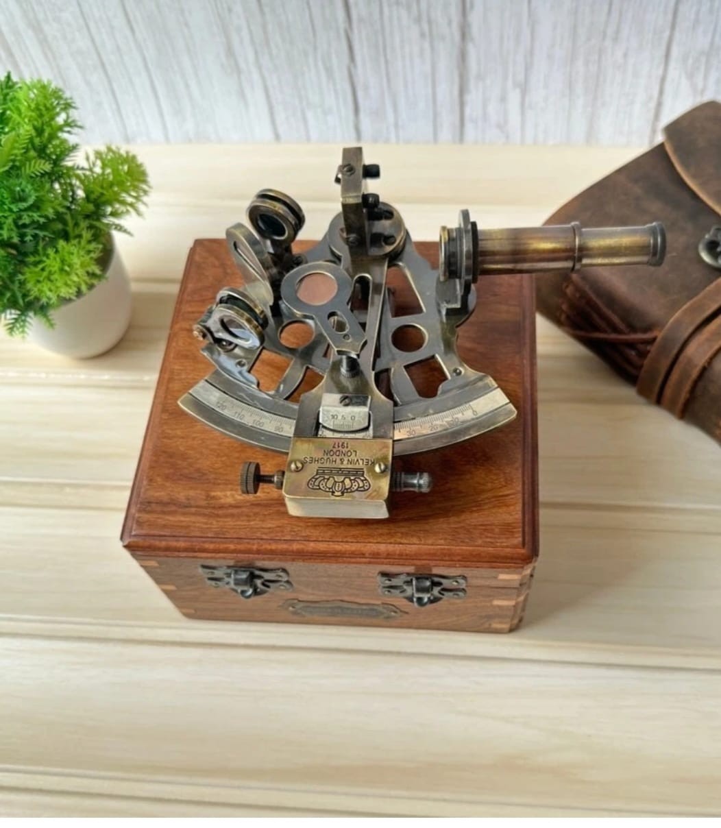 Antique Brass Working Marine Sextant Collectible Vintage Nautical Ship Astrolabe