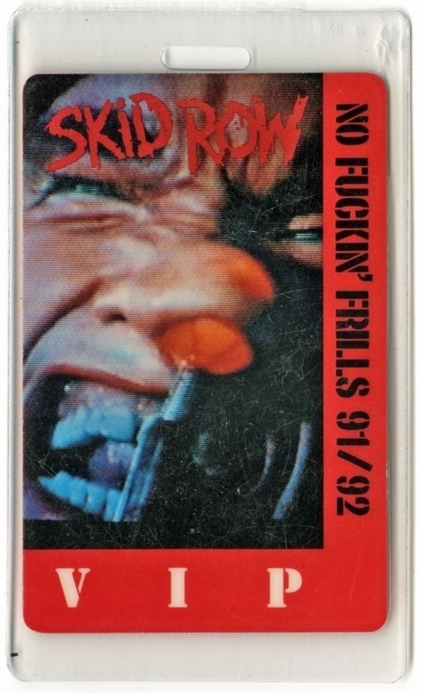 Skid Row 1991 Slave to the Grind concert tour Band VIP Laminated Backstage Pass 