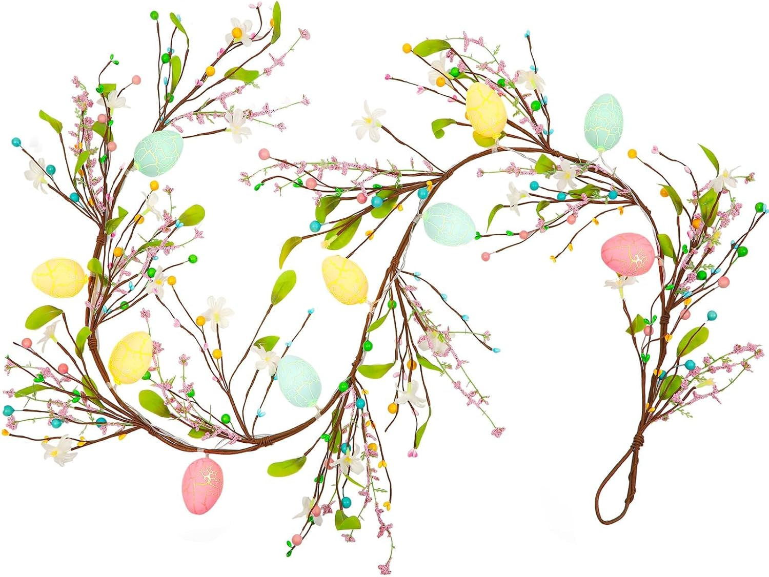 6 FT Lighted Easter Egg Garland, Artificial Floral Spring Garlands for Mantle Fi