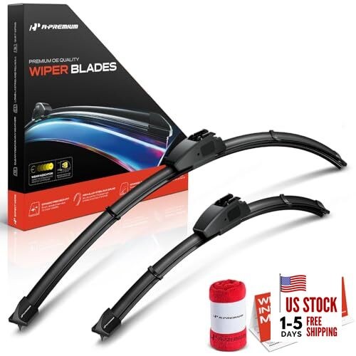  Pack of 2 Windshield Wiper Blades with Wear Indicator & Towel - Compatible 
