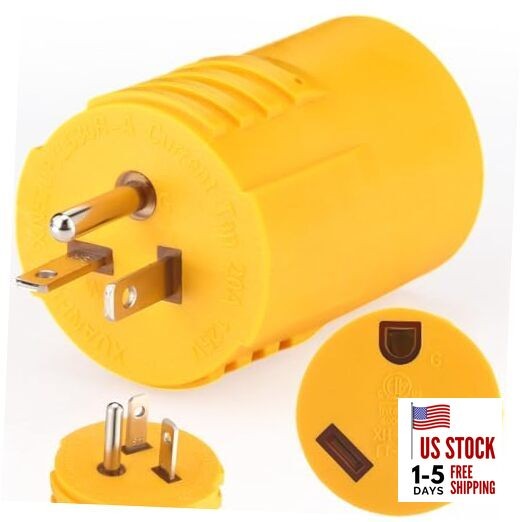 20 Amp to 30 Amp RV Generator Power Adapter 3-Prong 5-20p Male Plug to yellow