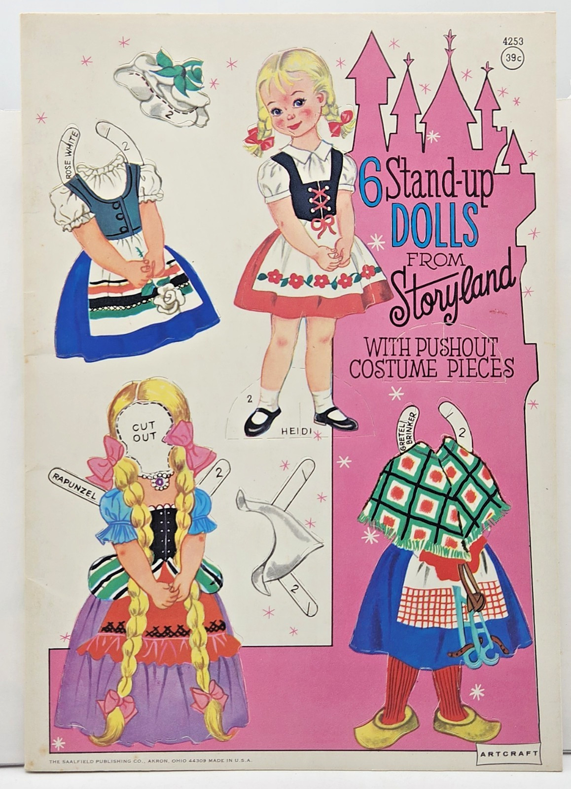6 Stand-Up Dolls from Storyland Uncut Paper Doll Book - Saalfield - c. 1960's
