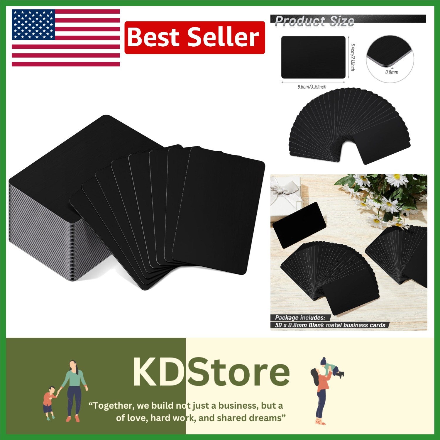 50 Black Metal Business Cards 86x54mm Thick 0.8mm for DIY Engraving Invitations