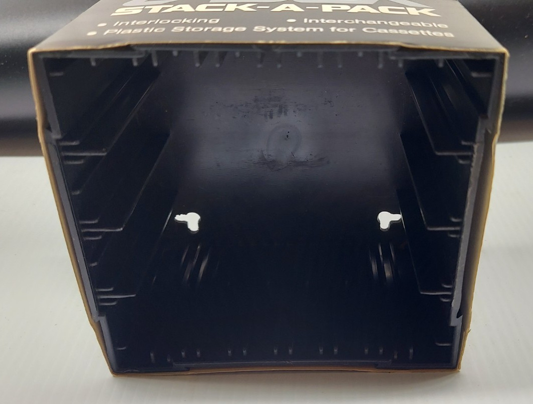 Vintage Stack a Pack Cassette Storage Unit  Holds 4 Tapes Music Organizer Black