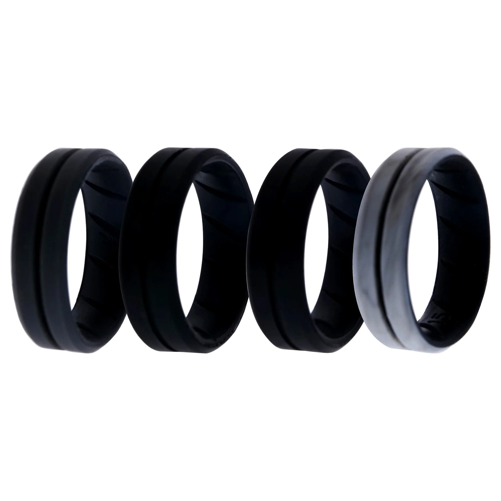 Silicone Wedding BR Middle Line Ring Set - Marble by ROQ for Men - 4 x 15 mm ...