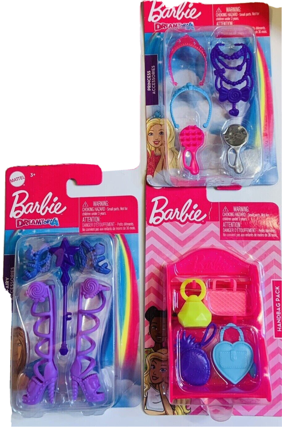 Barbie accessories 3 lot purses shoes necklaces heels sunglasses Hair pieces t2b