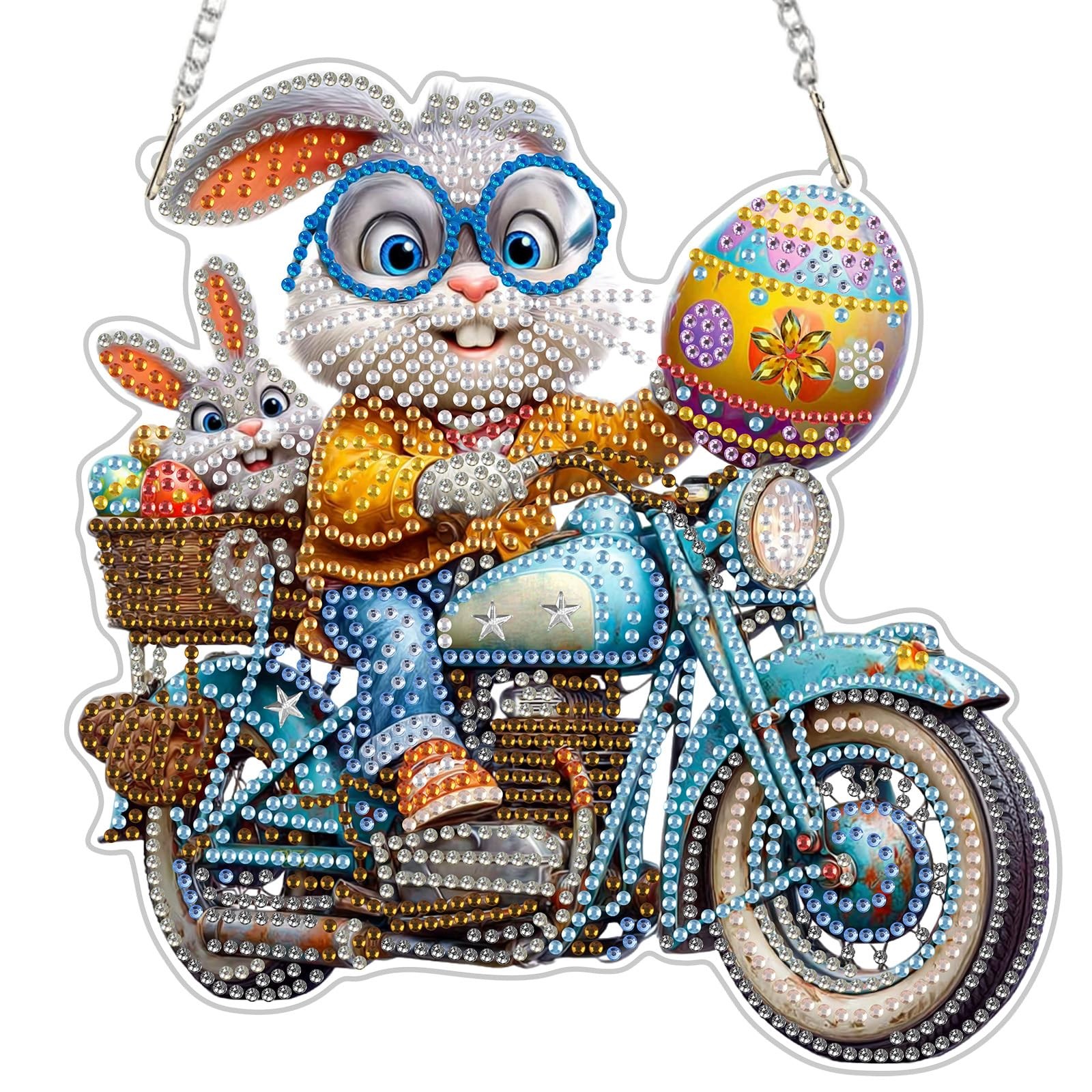 Playful Bunny Diamond Art Hanging Kit For Adults DIY Double Sided Crystal