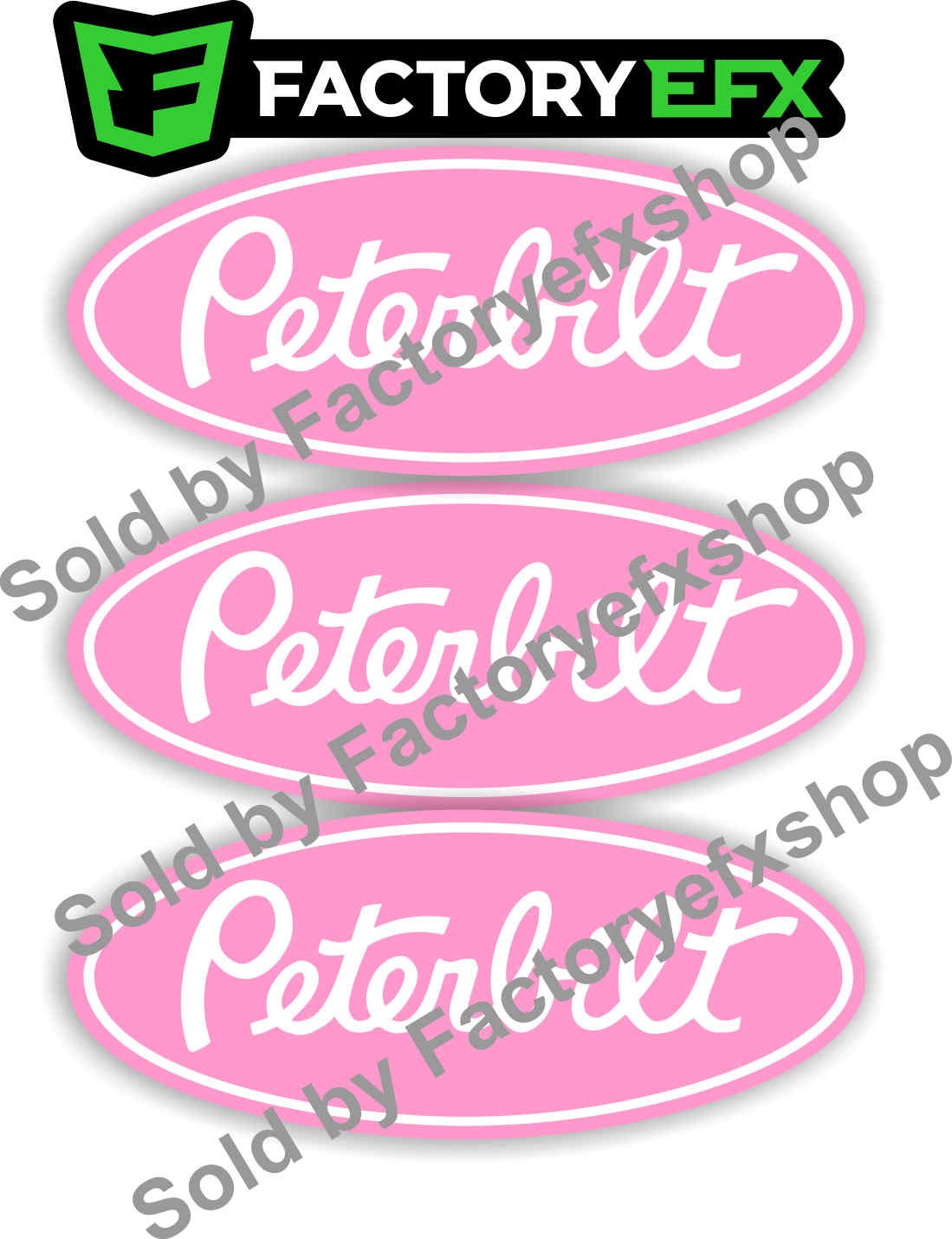 3 Custom Pink & White Peterbilt 359 Grille Hood Decal Emblems Truck