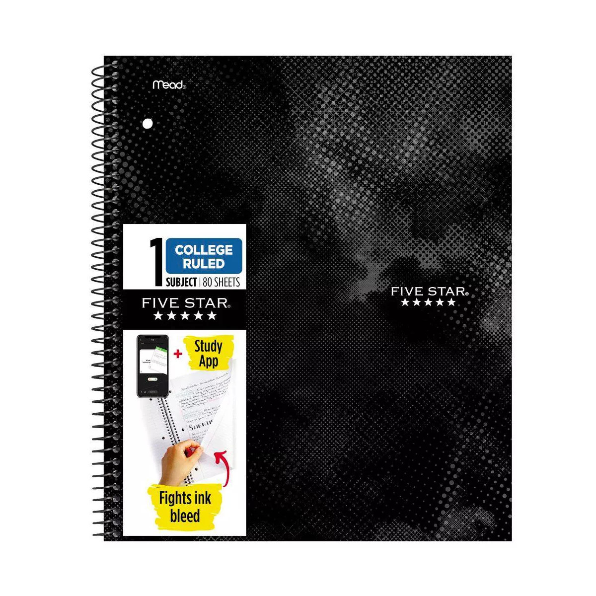 Five Star Active Subject Notebook 80Ct Black