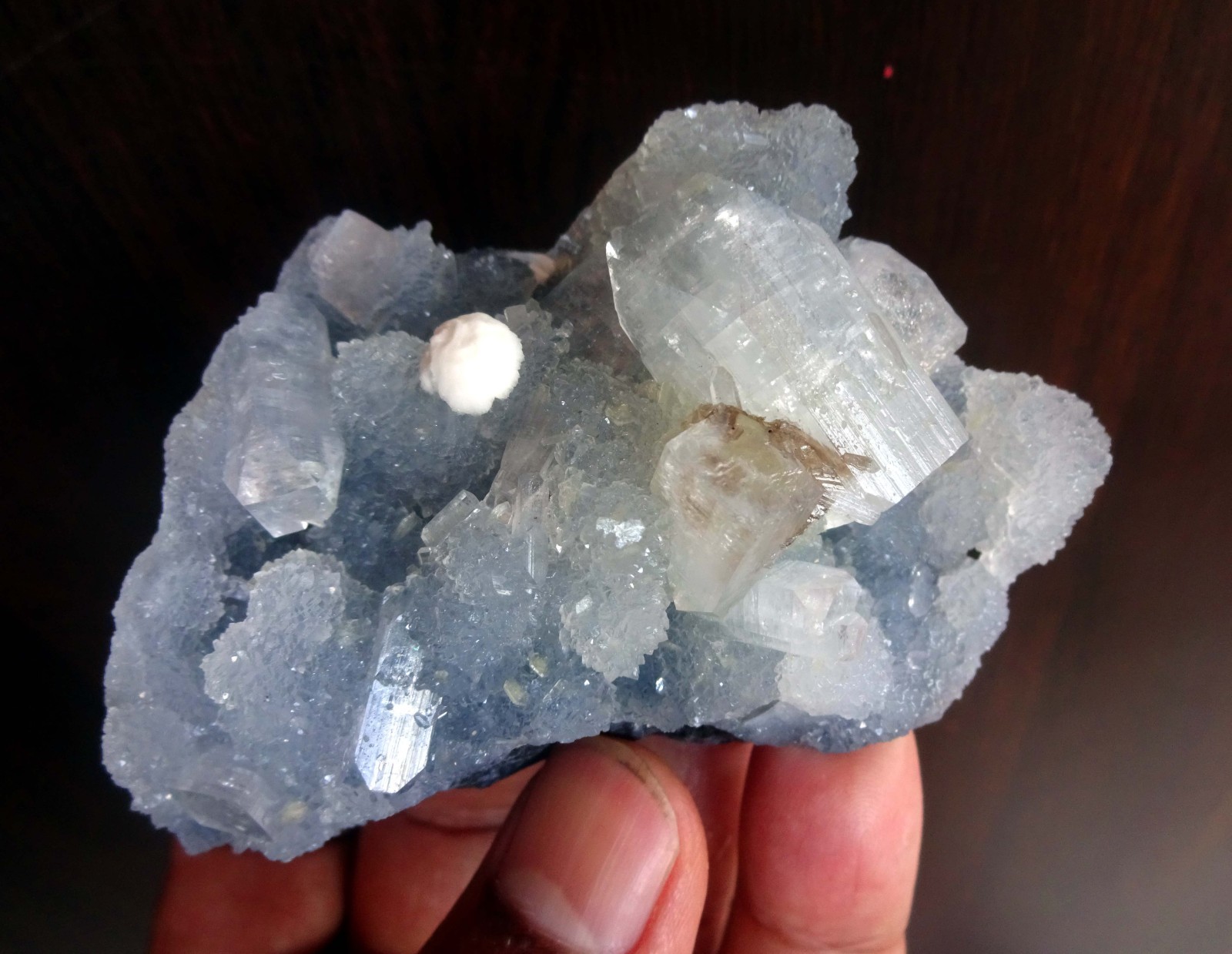 Okenite Ball W/ Apophyllite On MM quartz Matrix Minerals