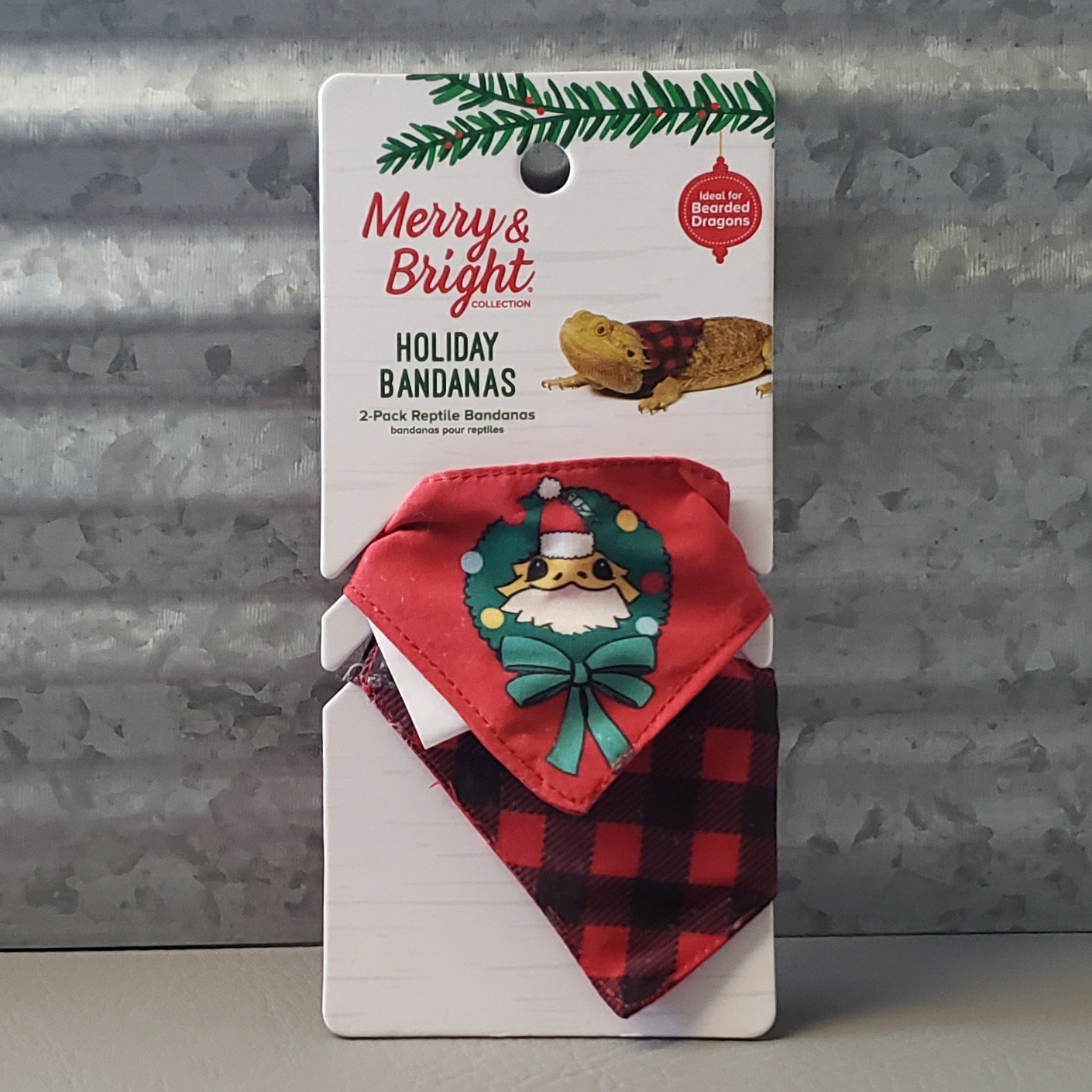 Merry & Bright Christmas Holiday Bandanas for Bearded Dragon 2 Pack! **NEW**
