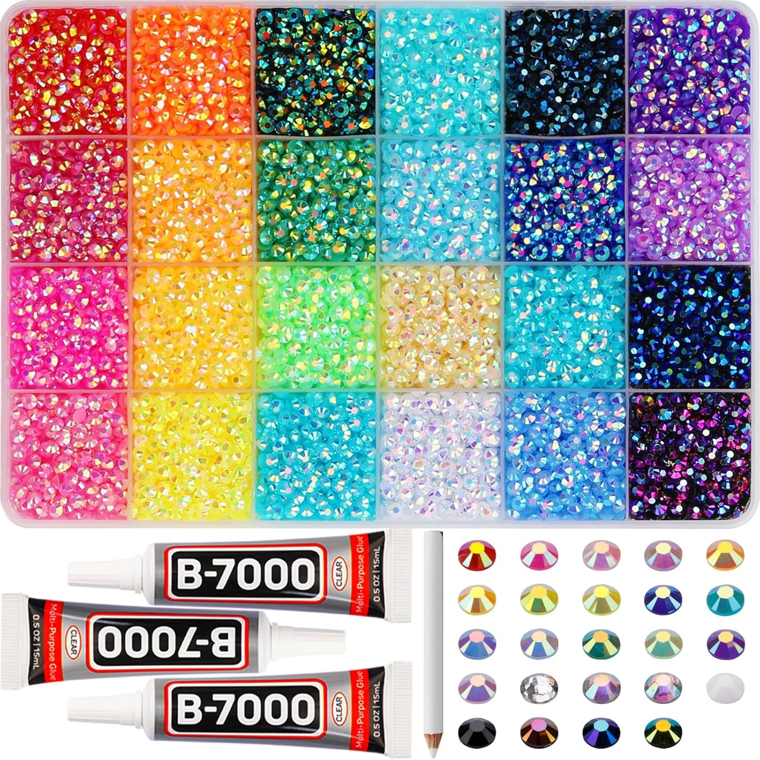 4mm Resin Rhinestones 17000Pcs Multicolor Jelly Flatback Gems Rainbow Bedazzle