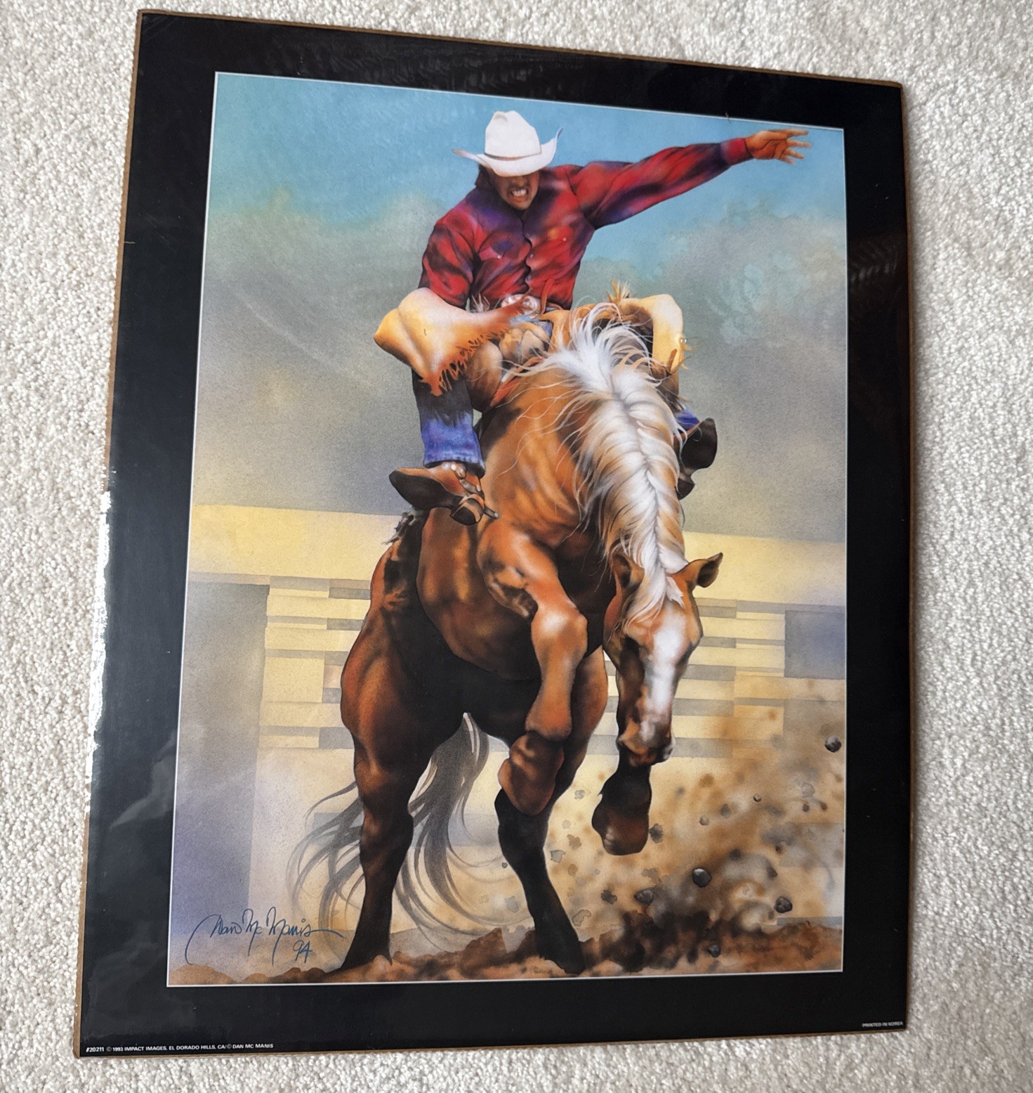 Vintage 1993 Impact Images EL Dorado Hills CA Dan Mc Manis 16×20 Cowboy poster