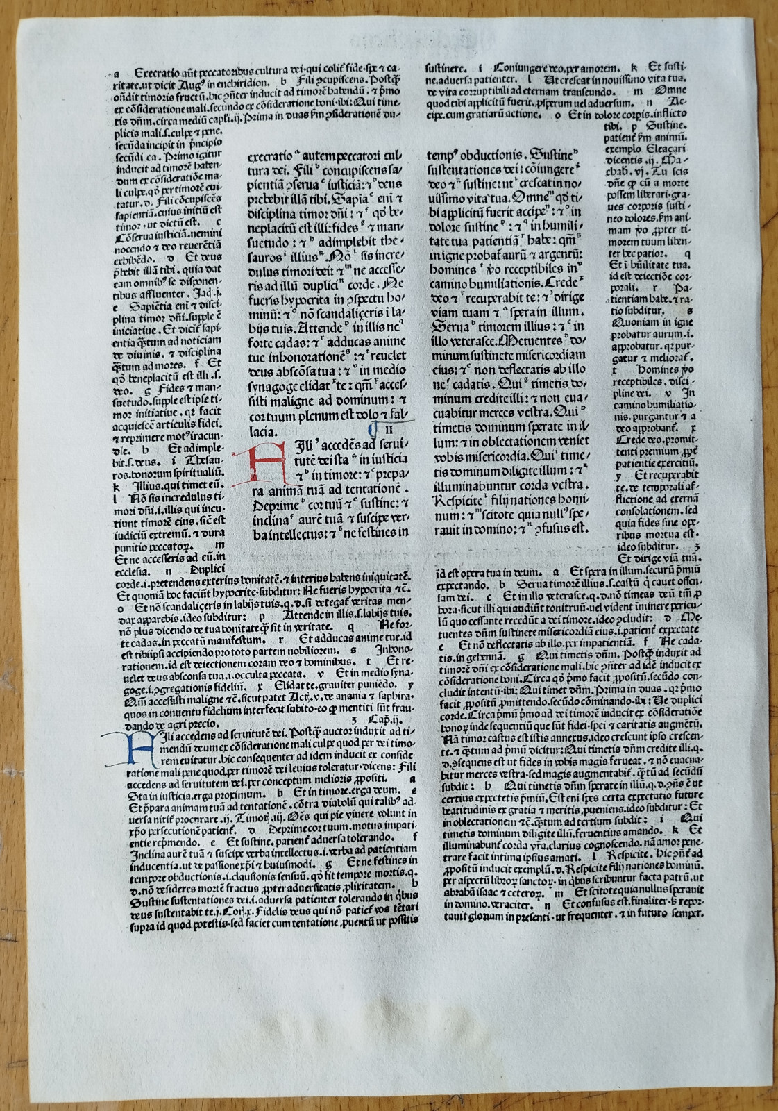 Ecclesias. - Renner Original Incunable Leaf Biblia Latina Venice Folio - 1482