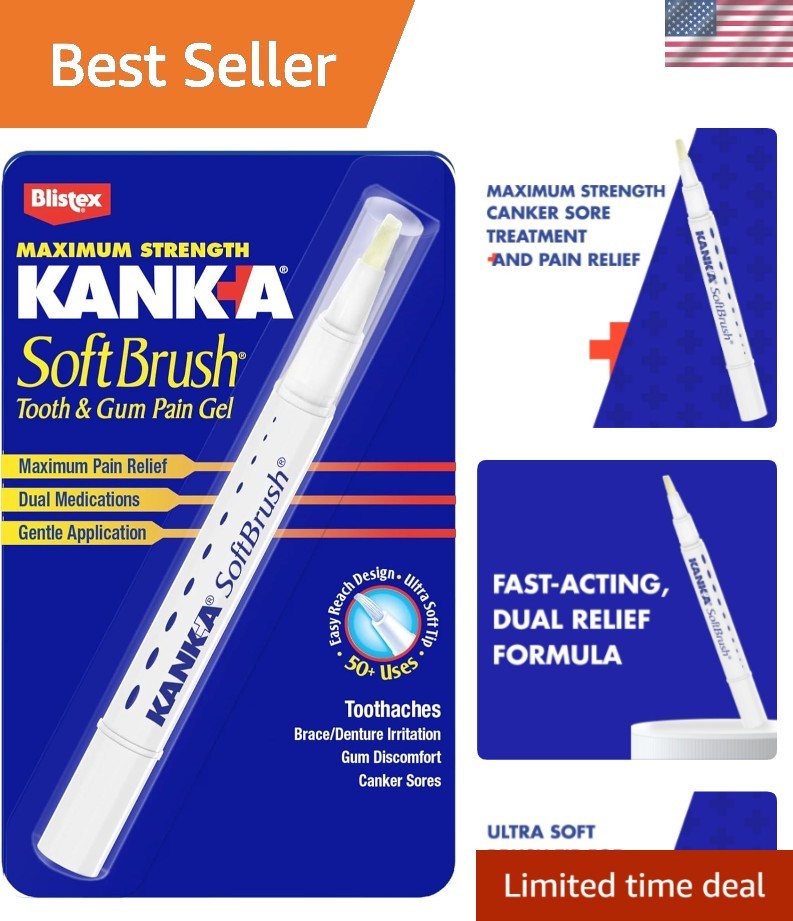 Soft Brush Tooth & Mouth Pain Gel, Professional Strength, 0.07 Ounce, Dual Re...