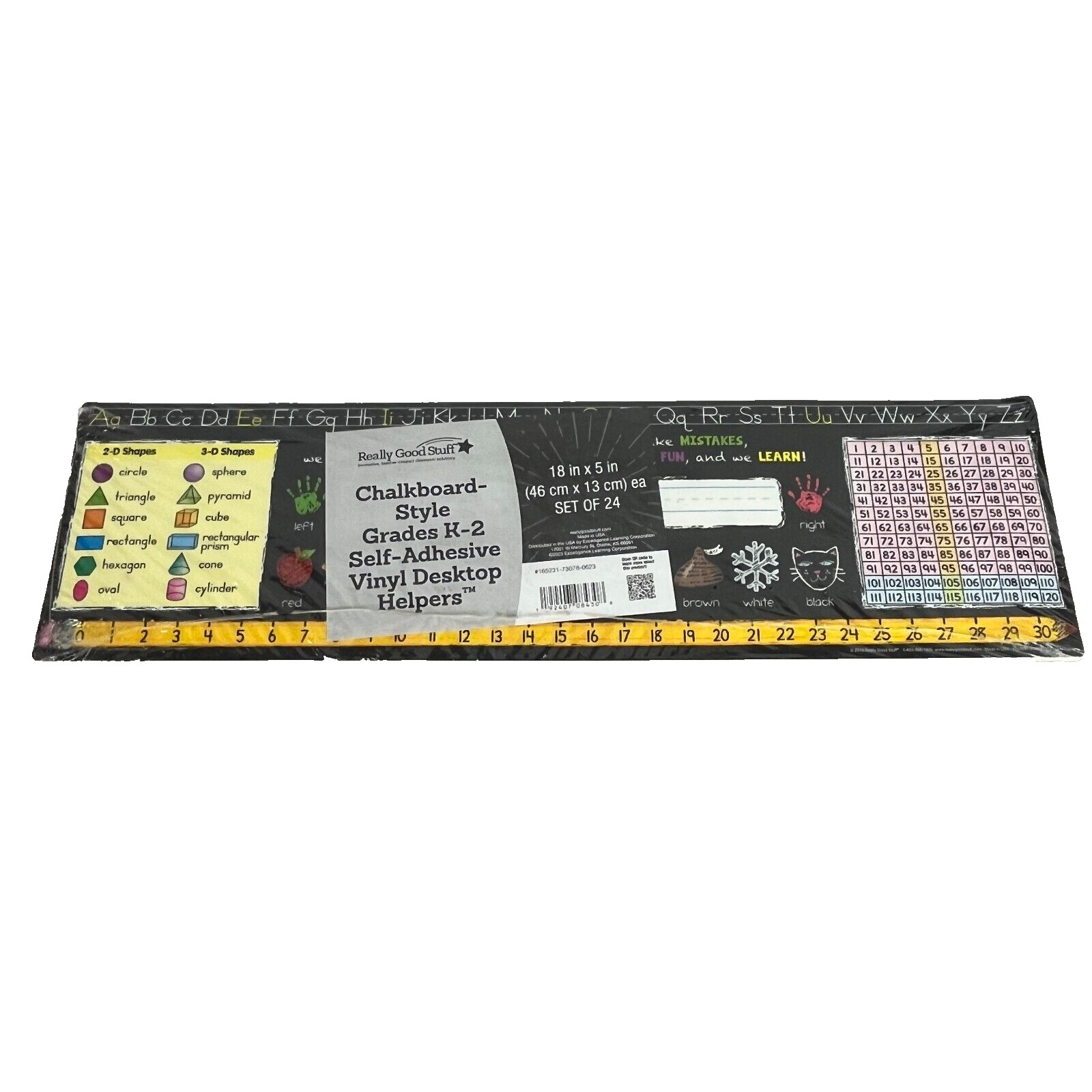 NEW Chalkboard-Style Grades K-2 Self-Adhesive Vinyl Desktop Helpers - 24 Pack